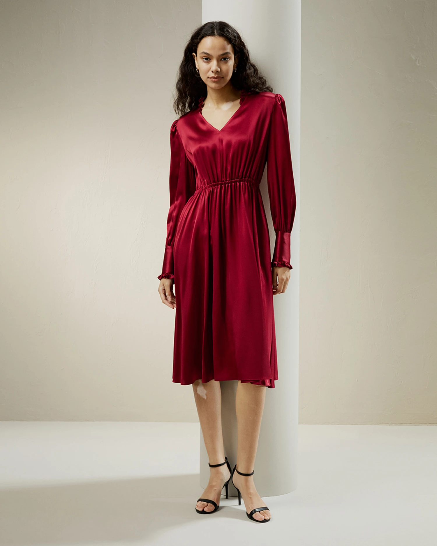 LILYSILK X CHARIS V Neck A Line Midi Dress - Image 7