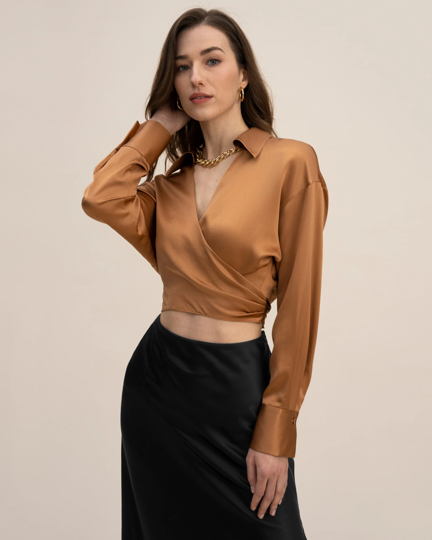 Wrapover Cropped Shirt - Image 9