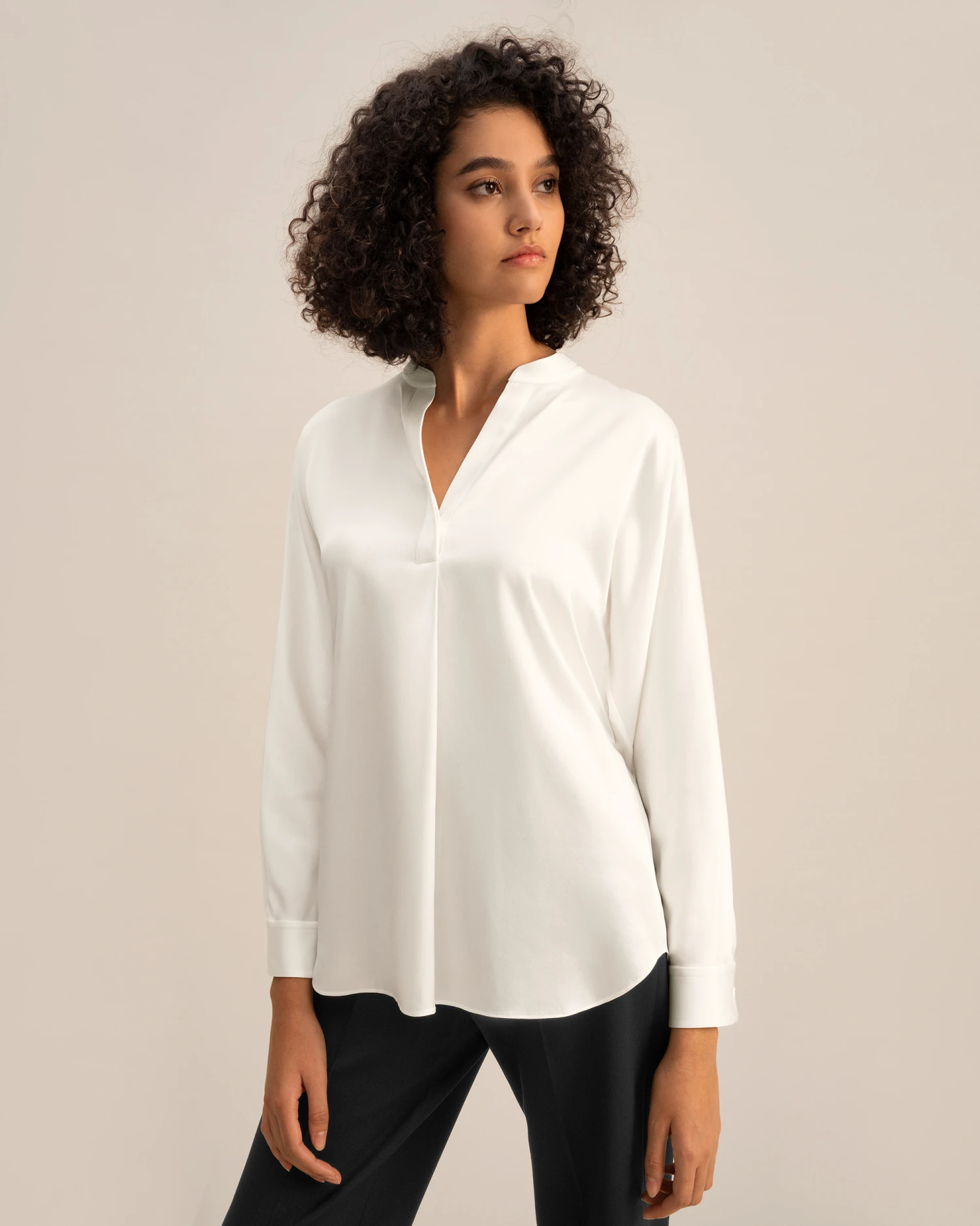 Loungeful Split Neck Silk Shirt - Image 8