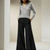 Wide Leg Silk-lined Wool Trousers