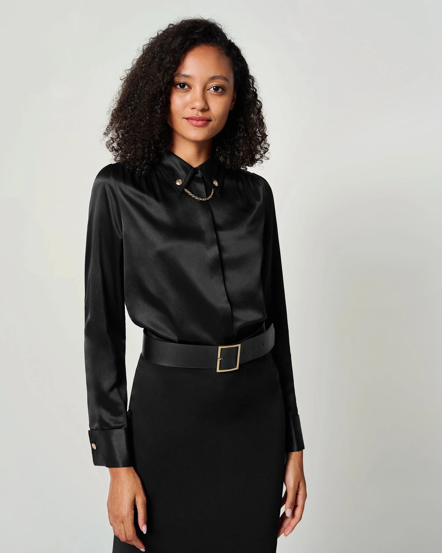 Silk Blouse With Metal Chain - Image 16