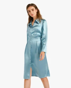 Side Zippered Stretch Silk Drape Skirt