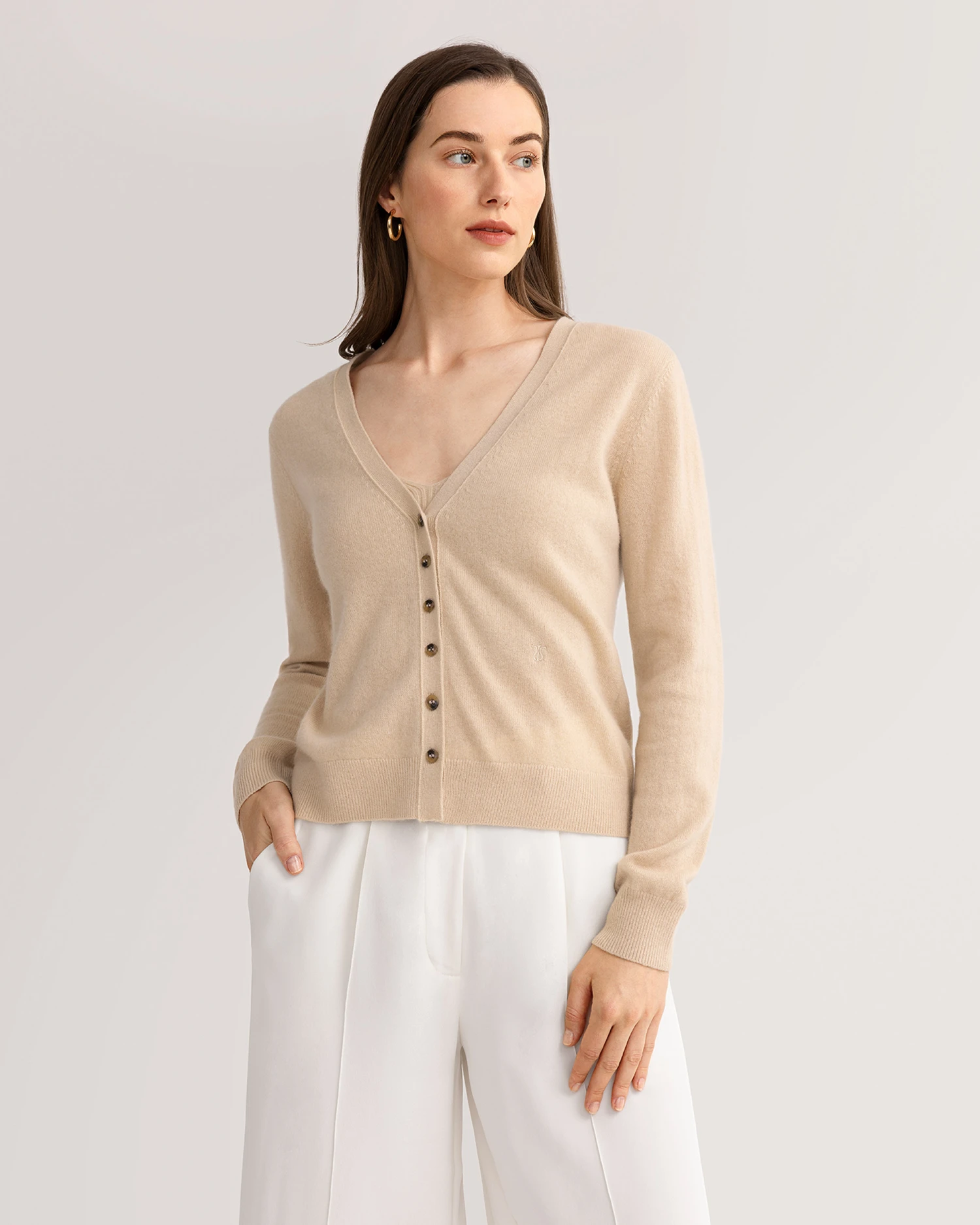 Cashmere Knitted V-neck Cardigan