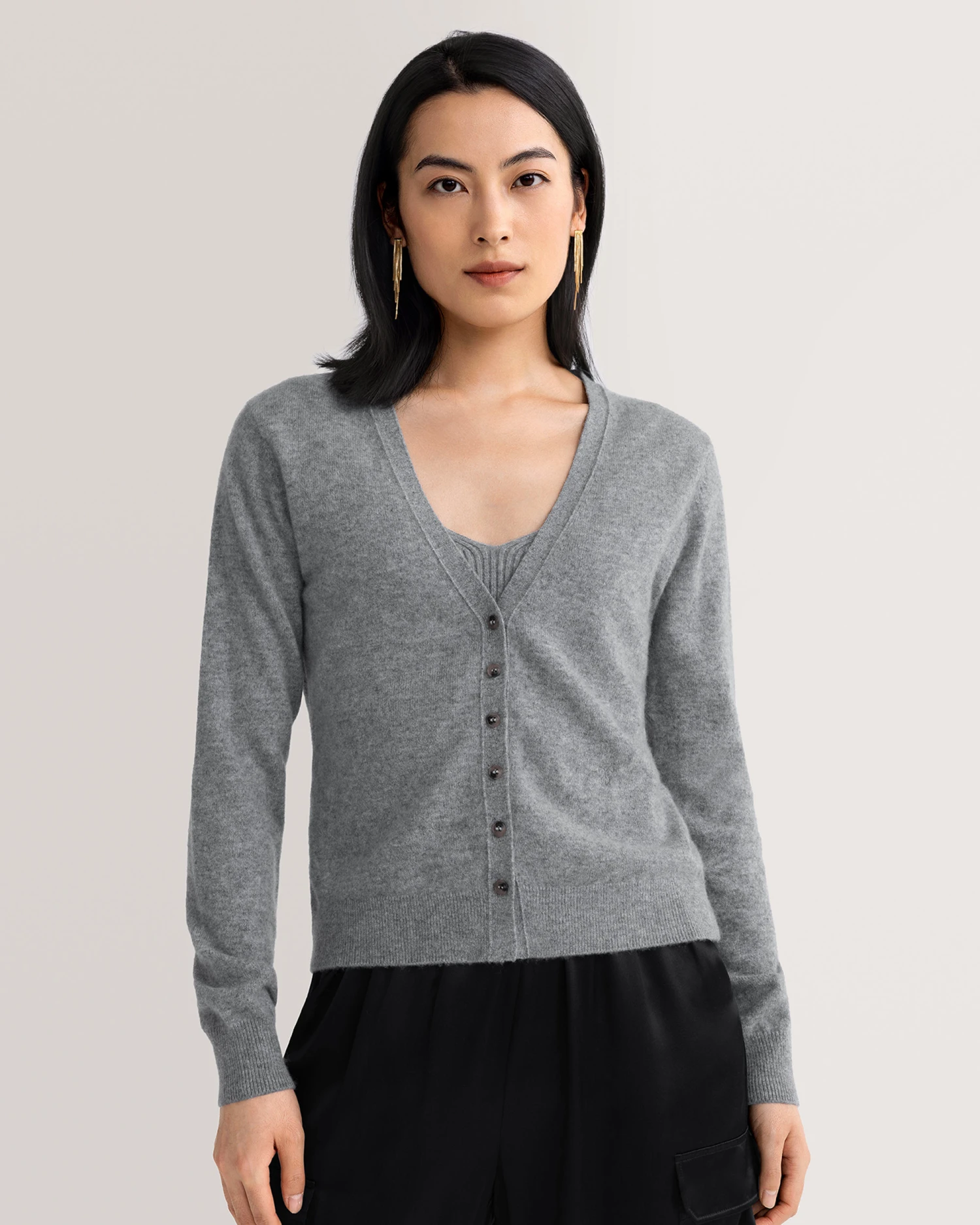 Cashmere Knitted V-neck Cardigan - Image 8