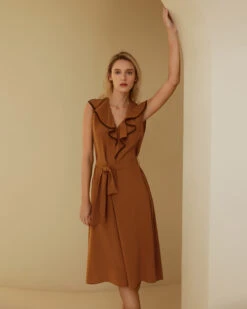 V-Neck Sleeveless Silk Orchid Dress