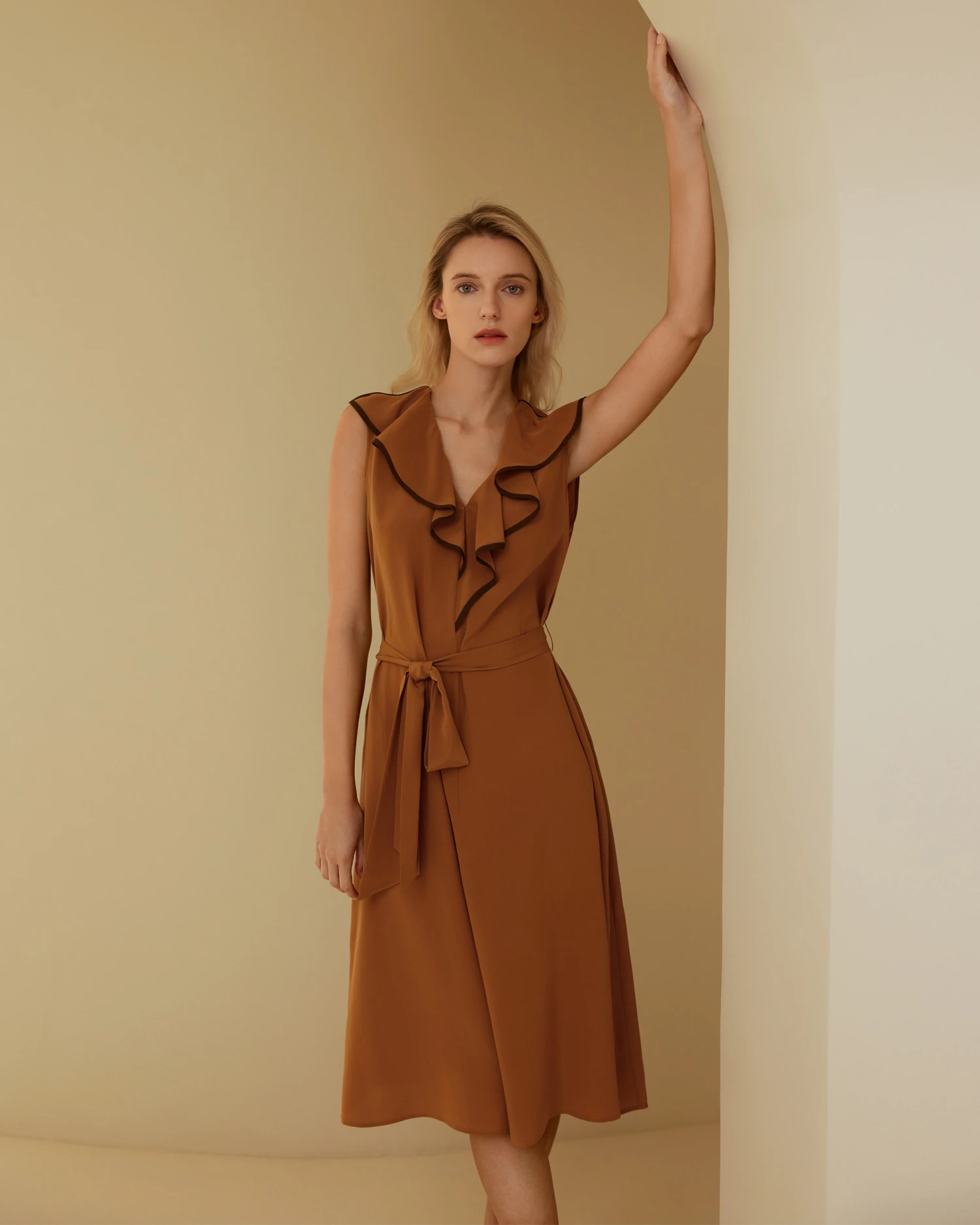 V-Neck Sleeveless Silk Orchid Dress