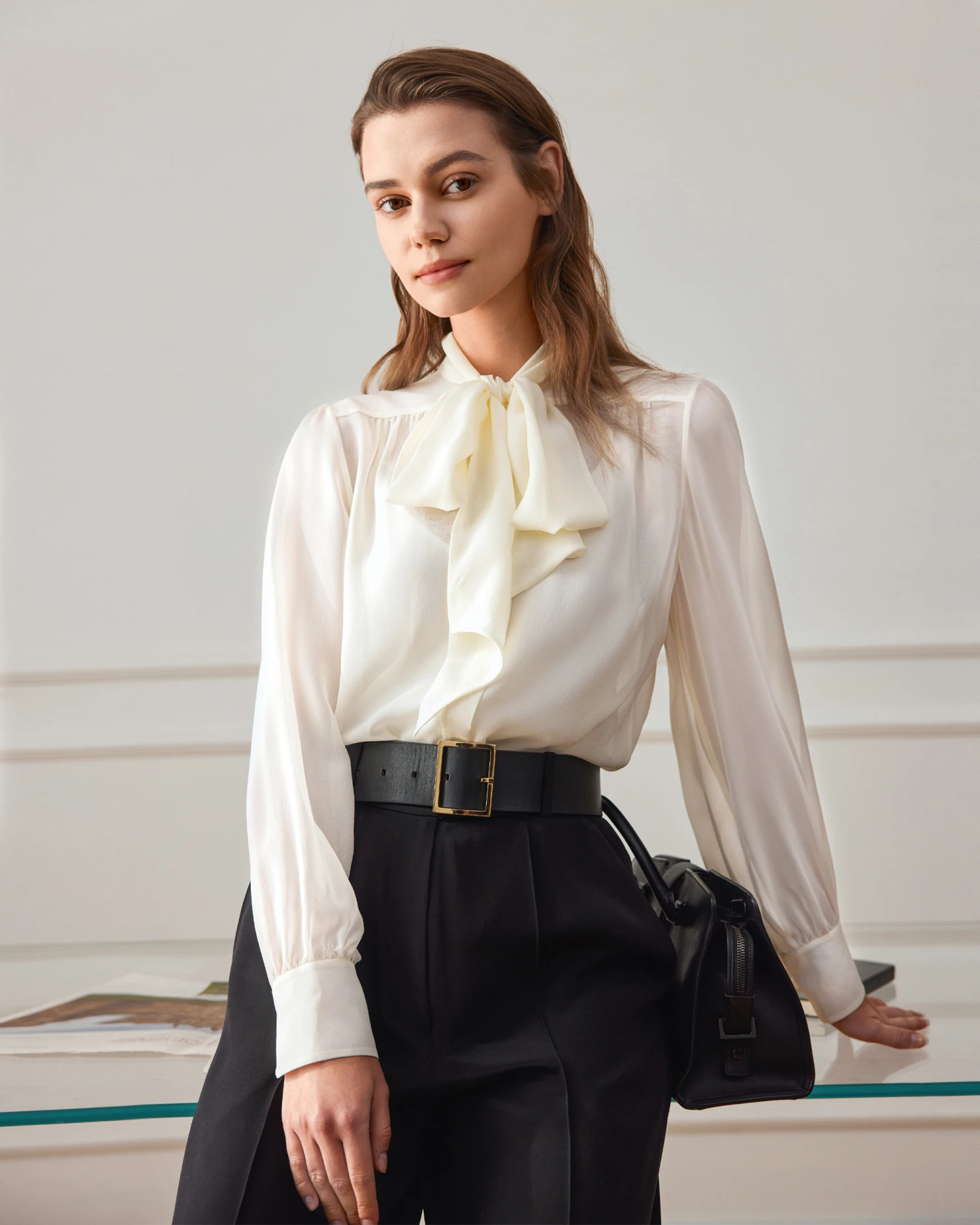 Bow Tie Silk Jasmine Blouse For Women - Image 9