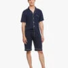 Trimmed Silk Men Short-sleeve Pajamas Set