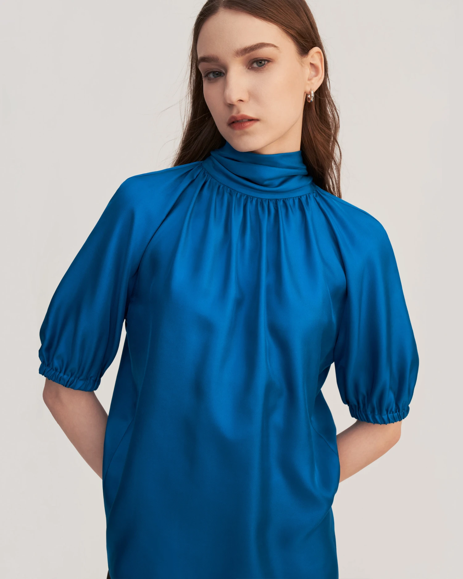 Women Ajuga Silk Twill Blouse Top - Image 15
