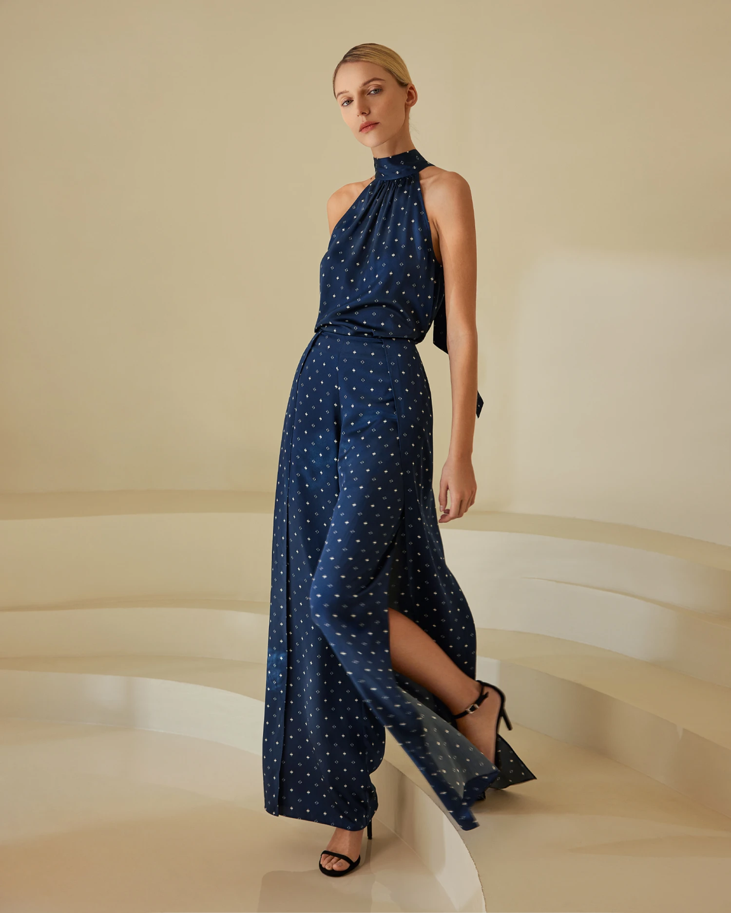 Wide-legged Silk Ginkgo Pants