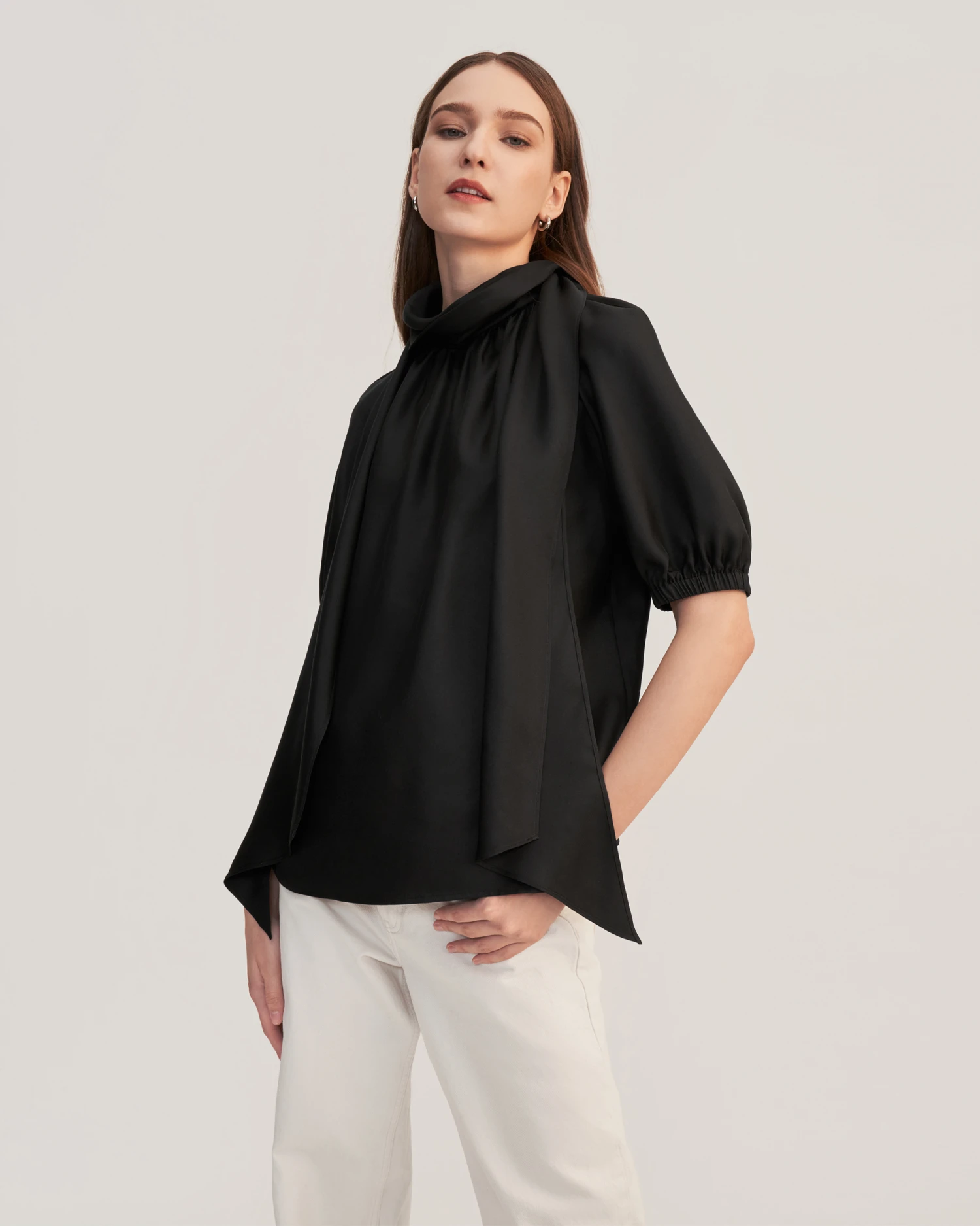 Women Ajuga Silk Twill Blouse Top