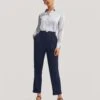 Women Tucked Tapered Silk Pants