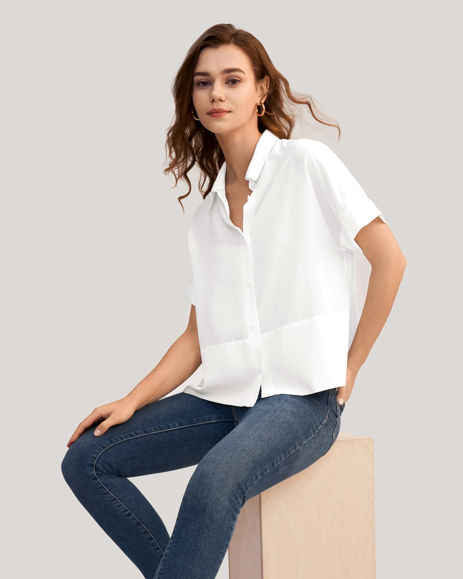 Women Casual Short Sleeves Loose Silk T-Shirt - Image 8