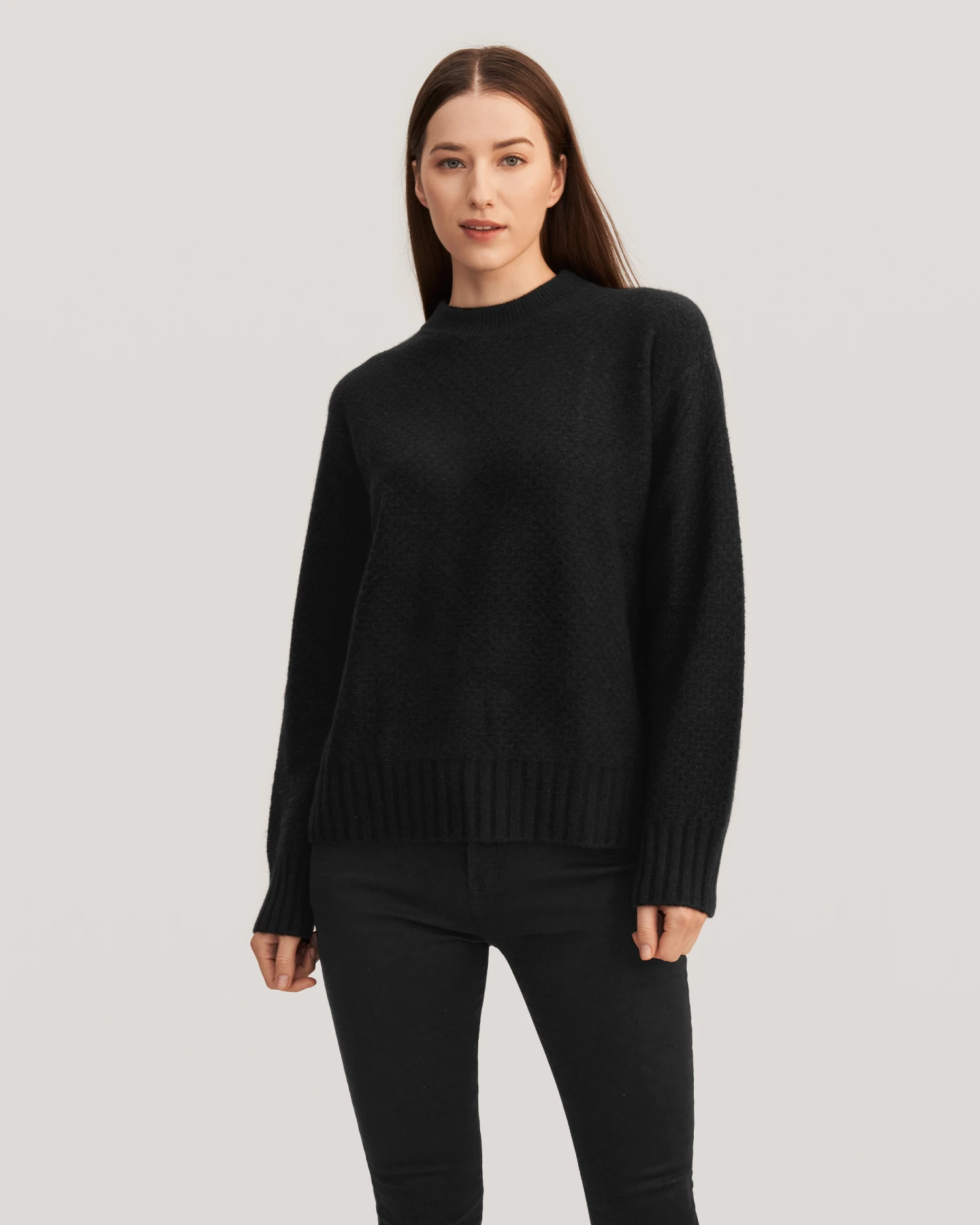 Relaxed Honeycomb Knit Cashmere Sweater