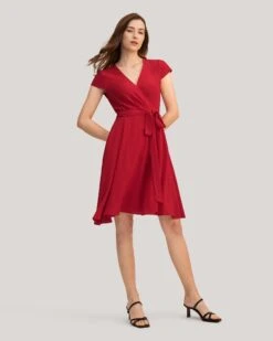 Figure Flattering Silk Wrap Dress