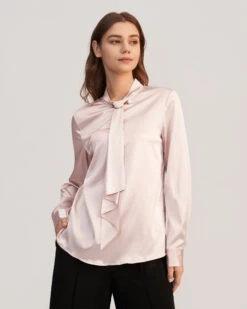 Feminine Stand Collar Blouse