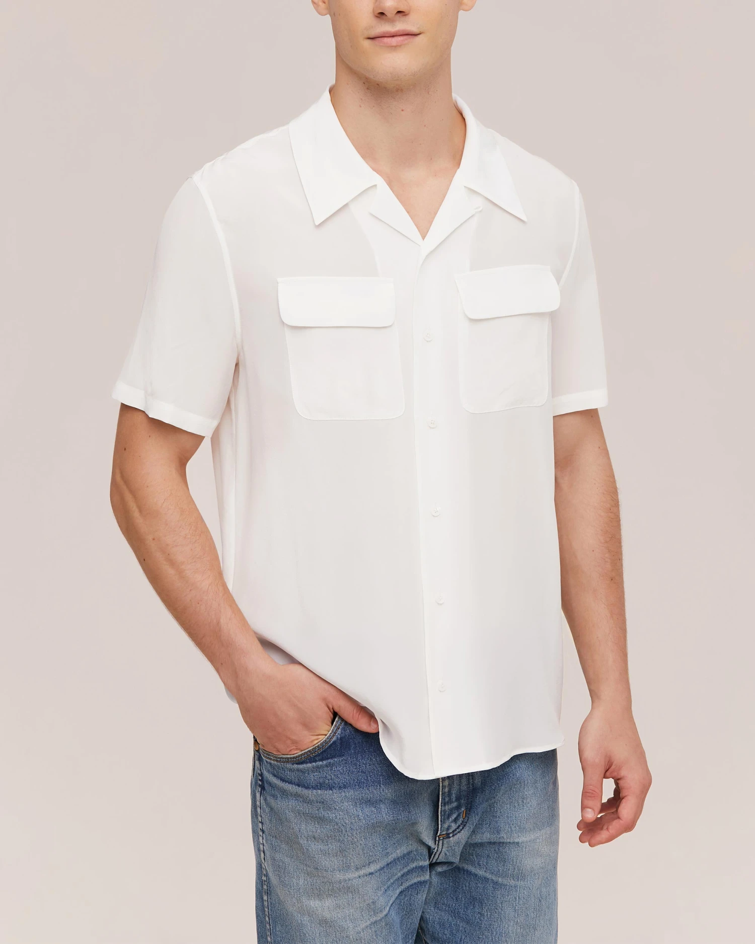 Men's Classic Short Sleeve Silk Shirt