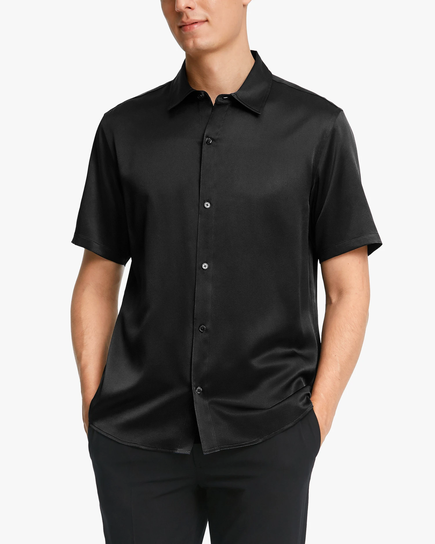 Luxury Short-Sleeved Silk Shirt For Men - Image 7
