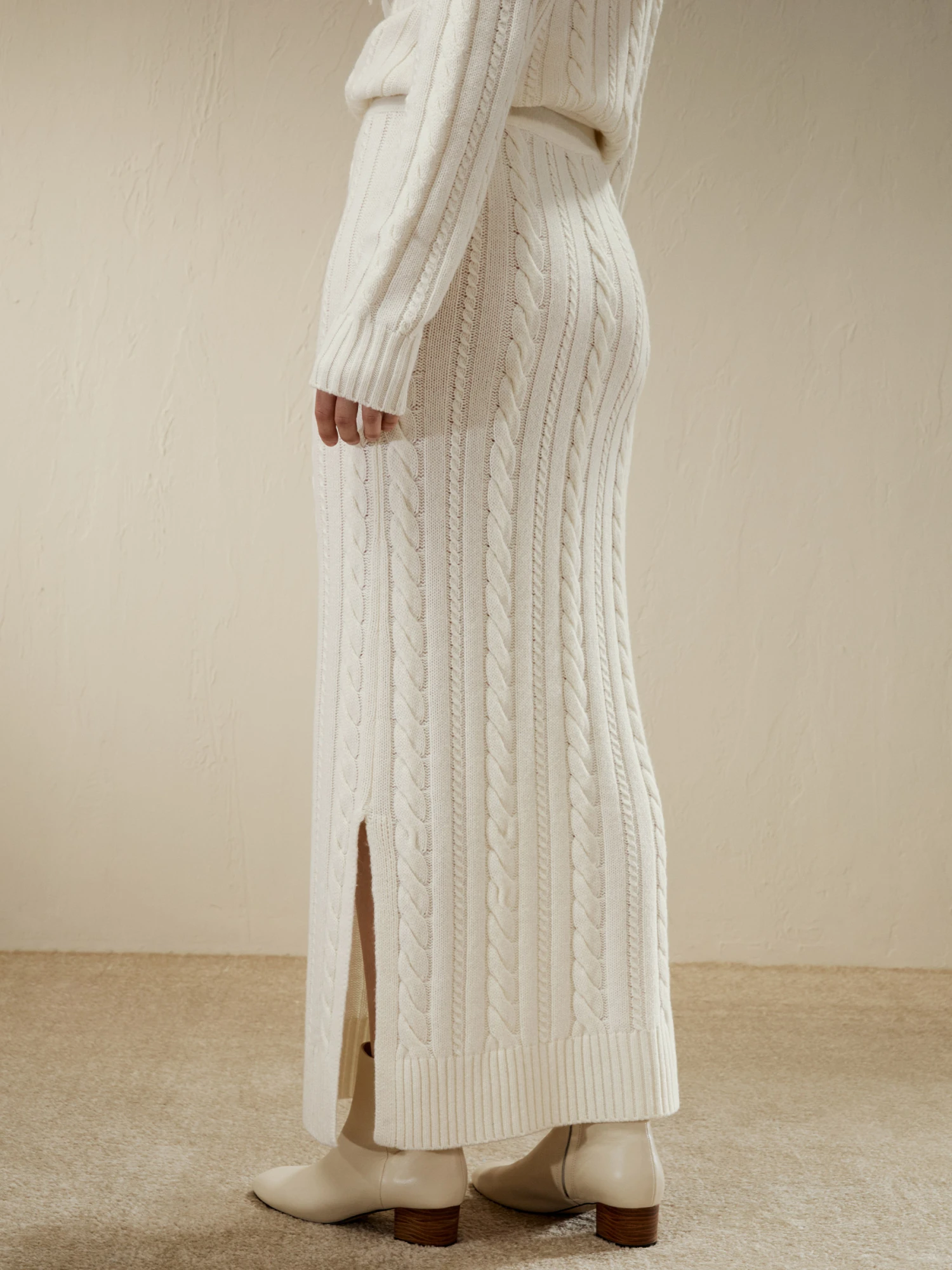Cable Knit Wool Maxi Skirt - Image 2