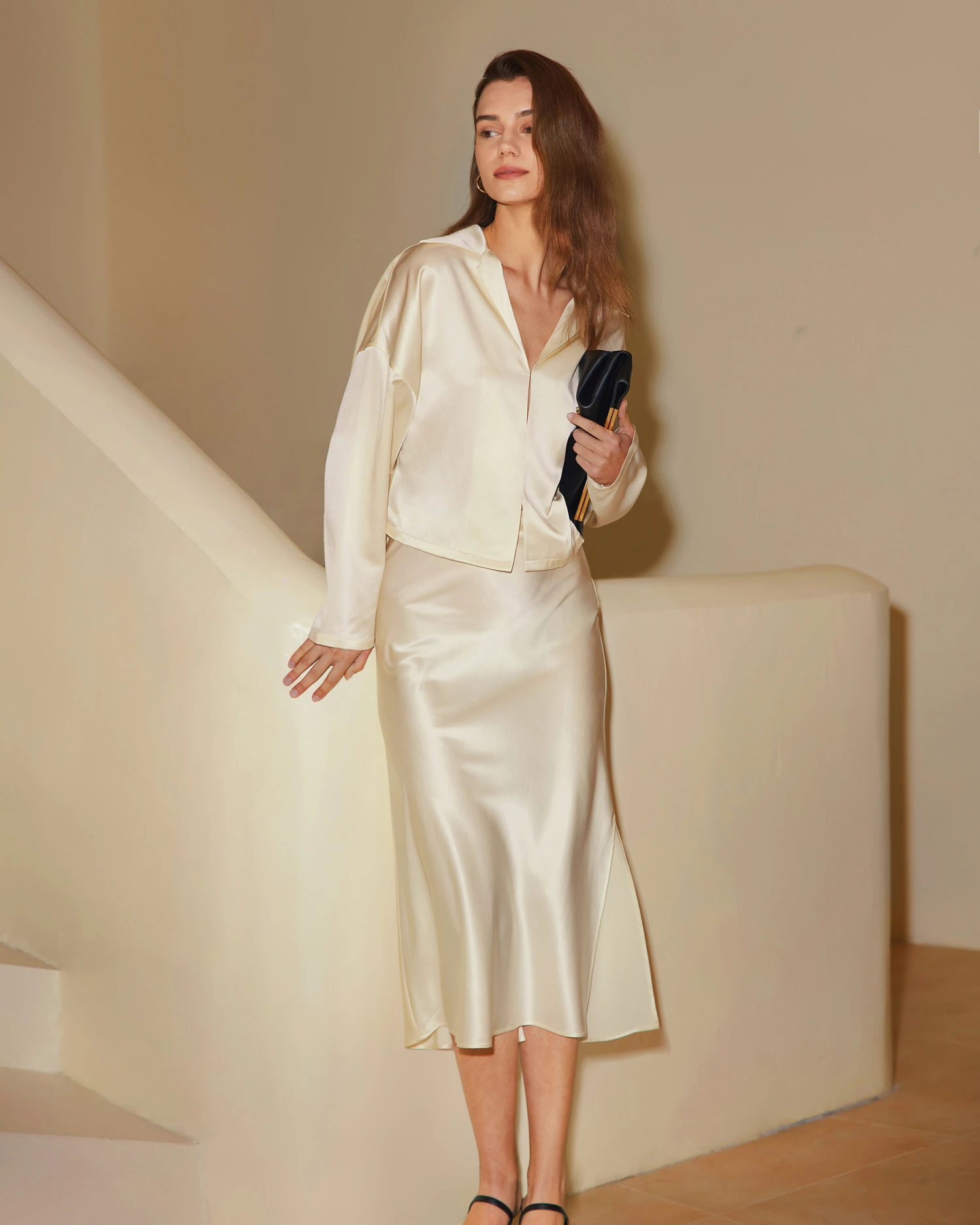 Minimalist Aesthetic Silk Poppy Skirt - Image 8