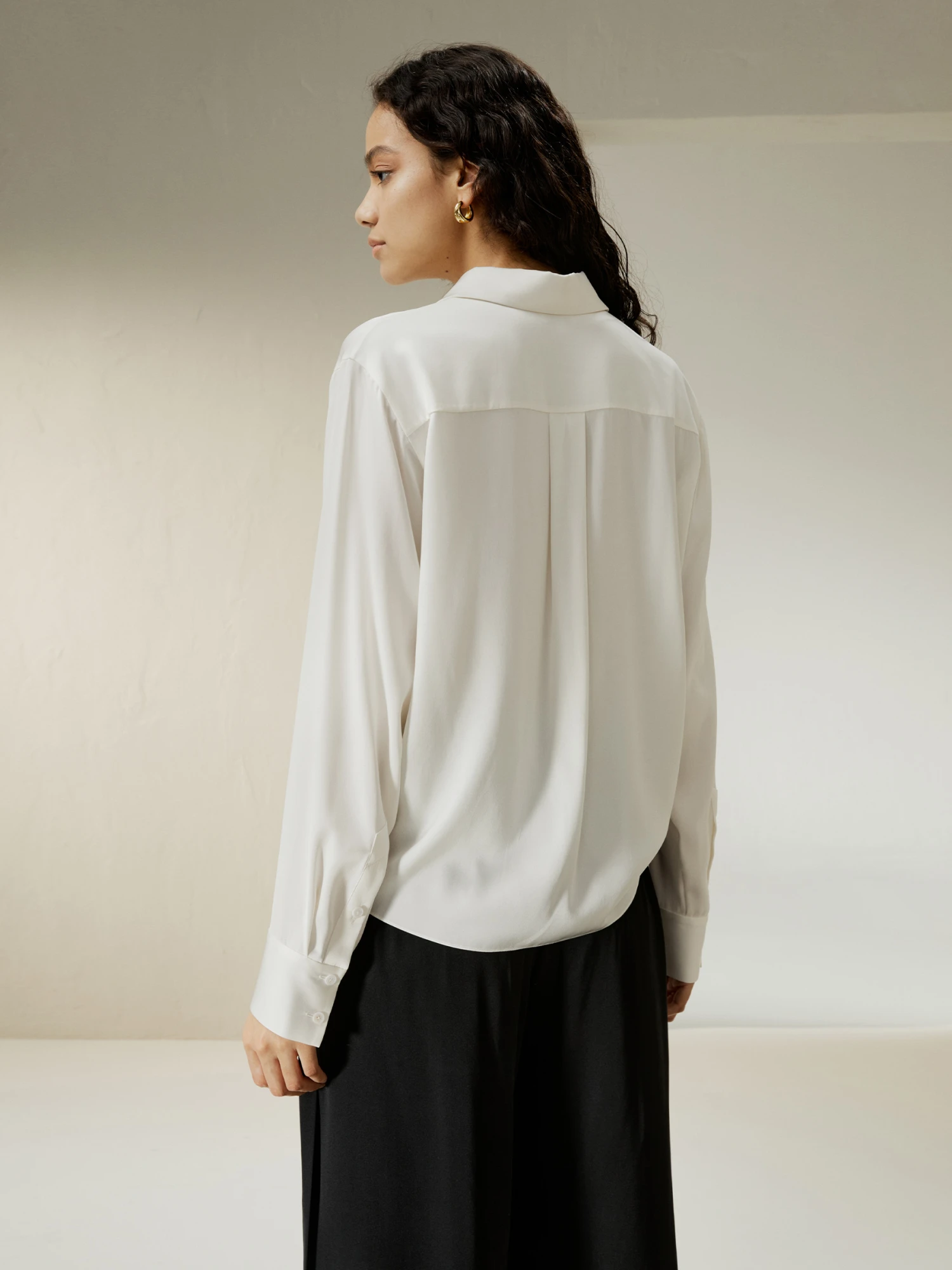 Hem Pleated Silk Blouse - Image 2