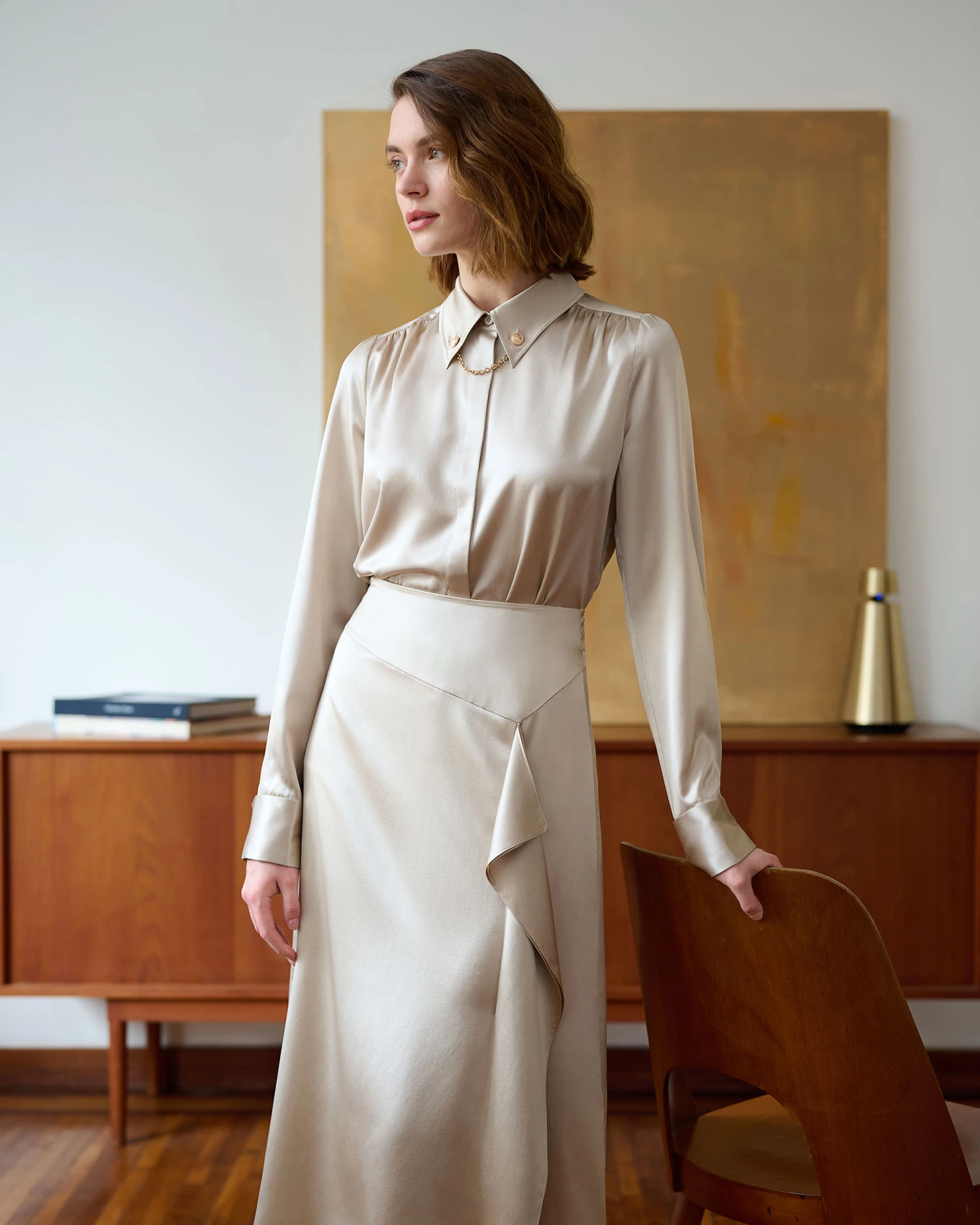 Silk Blouse With Metal Chain - Image 9