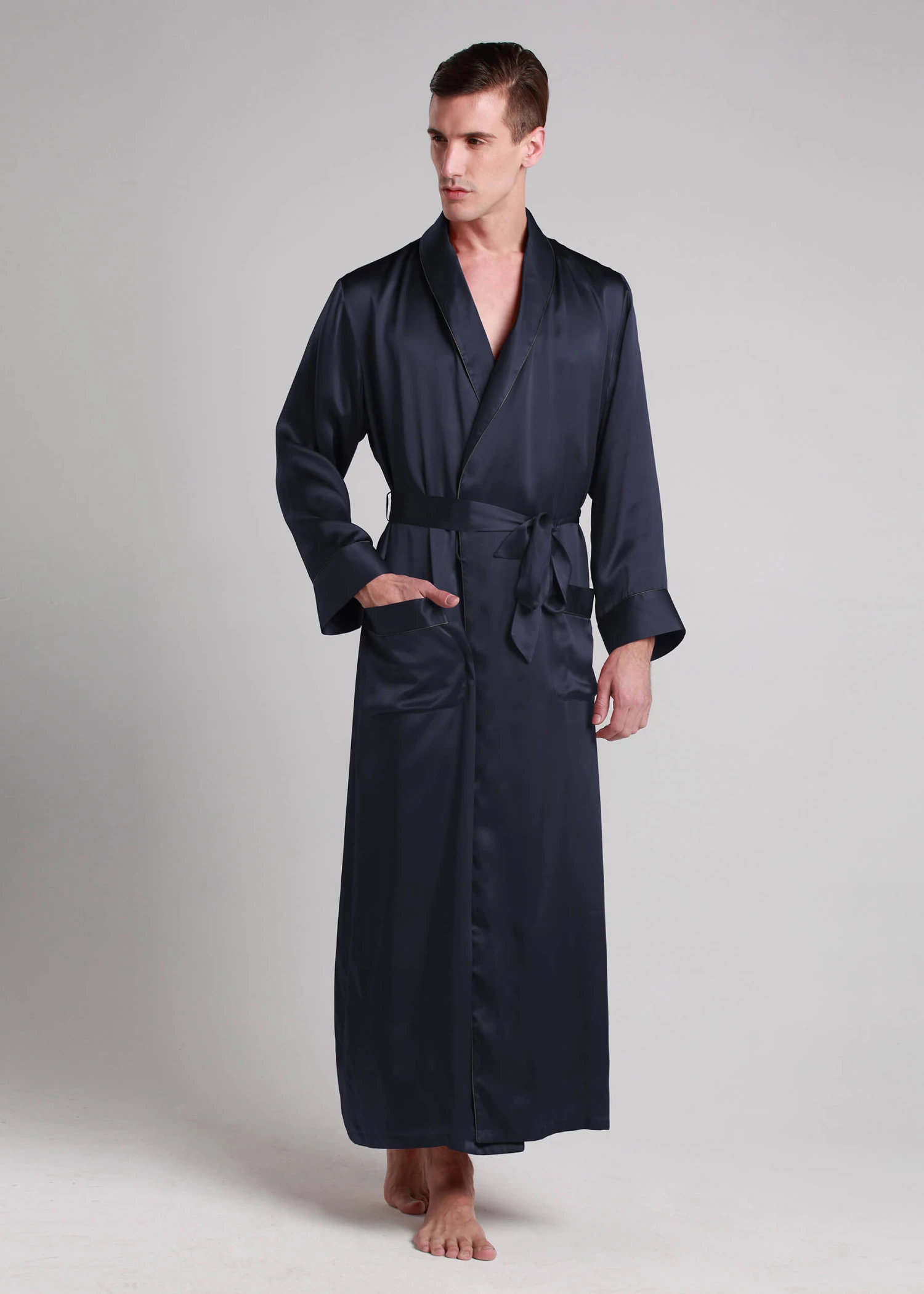 22 Momme Contra Full Length Silk Robe - Image 17