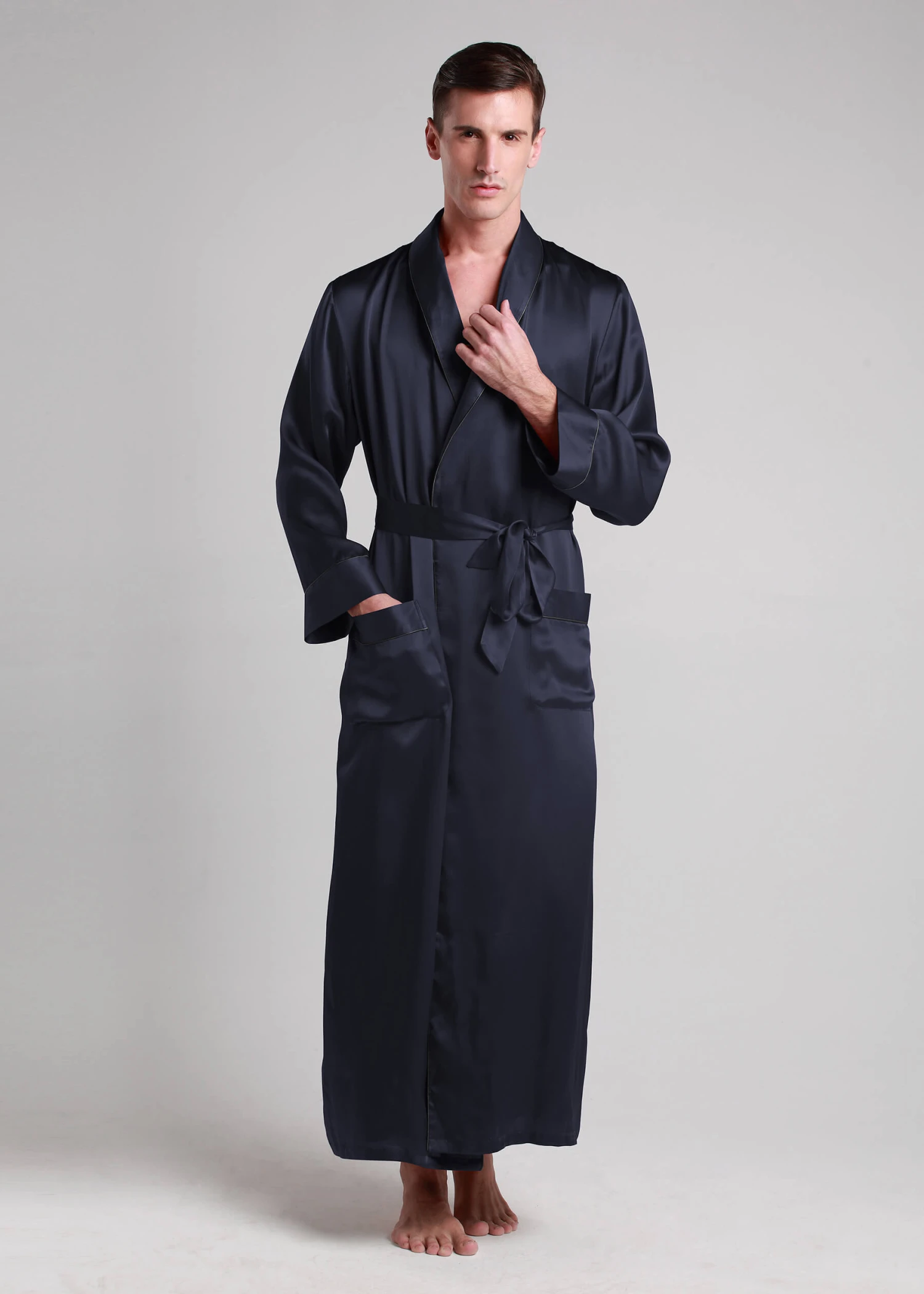 22 Momme Contra Full Length Silk Robe - Image 18