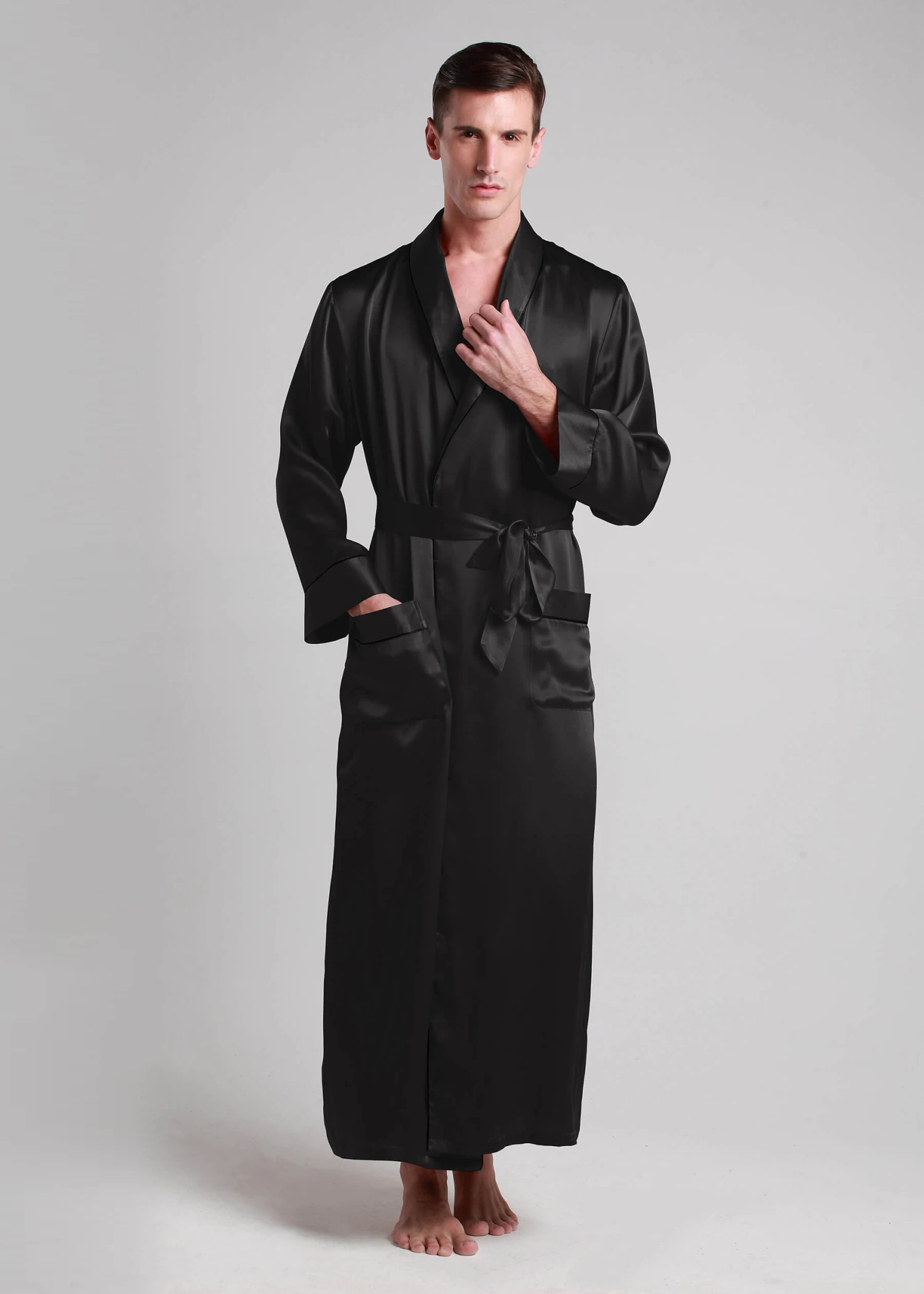 22 Momme Contra Full Length Silk Robe - Image 2