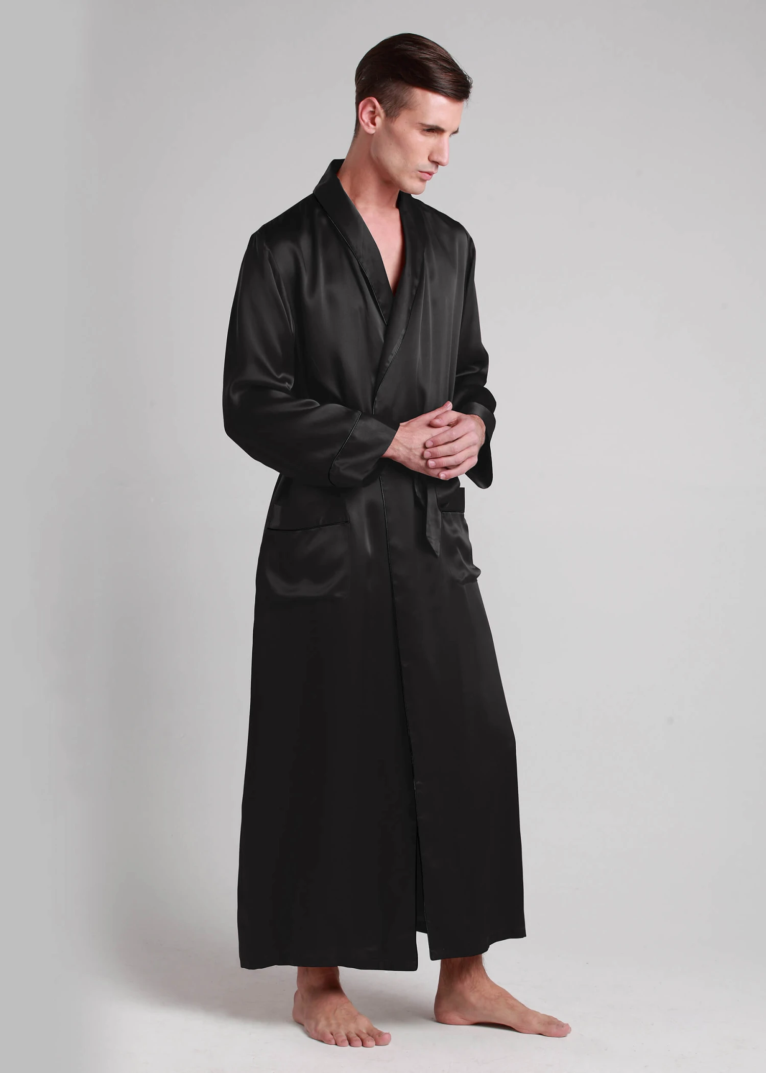 22 Momme Contra Full Length Silk Robe - Image 3