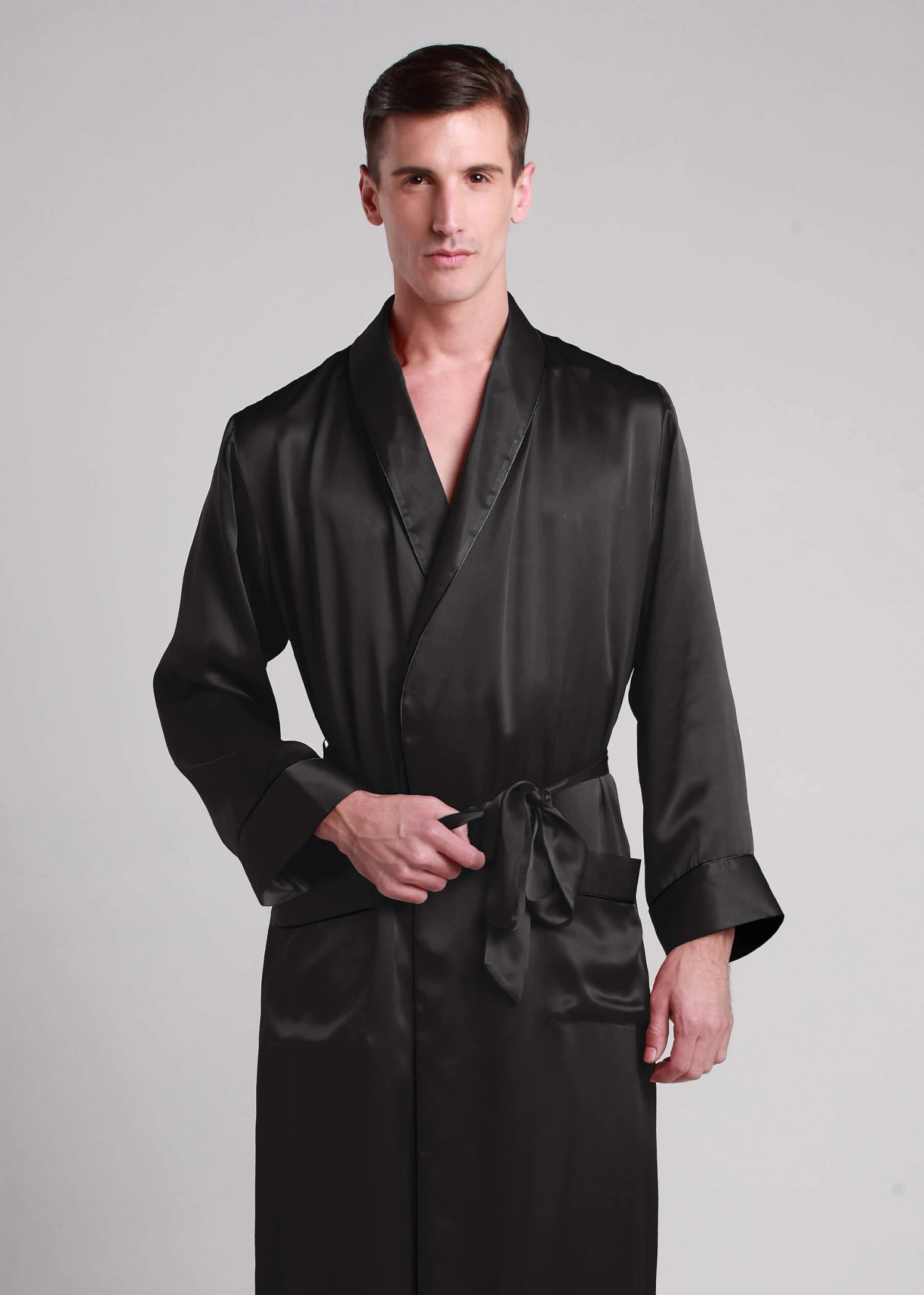 22 Momme Contra Full Length Silk Robe - Image 5
