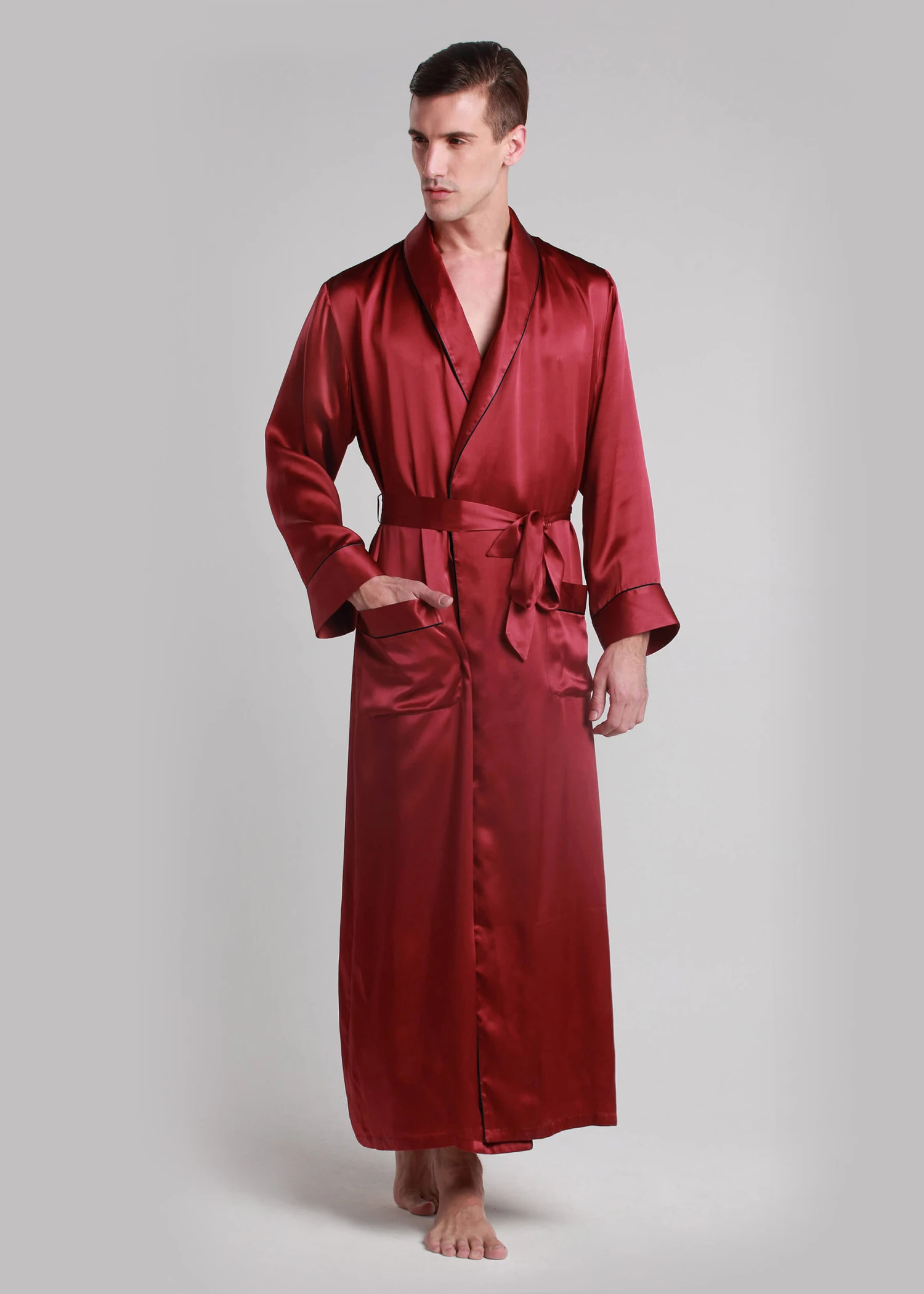 22 Momme Contra Full Length Silk Robe - Image 9