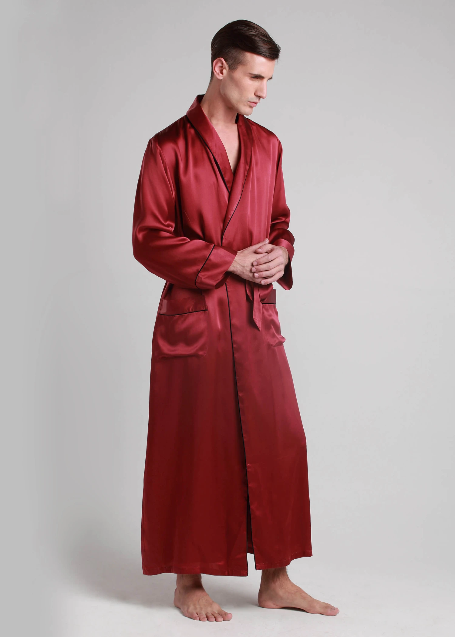 22 Momme Contra Full Length Silk Robe - Image 11