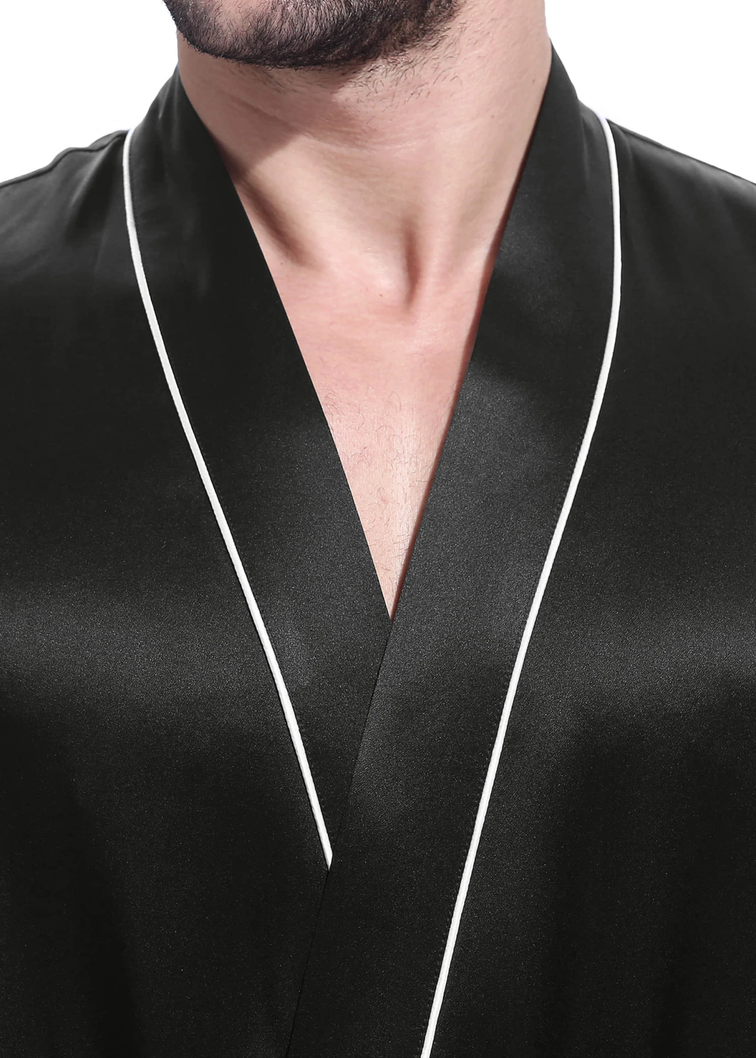 22 Momme Kimono Silk Robe With Piping - Image 7