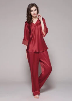 22 Momme Laced Women Silk Pajama Set