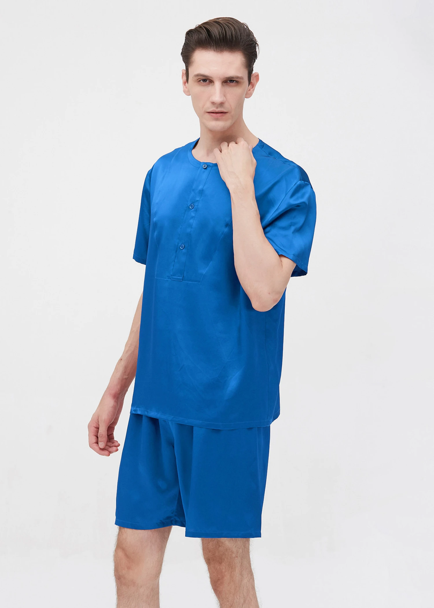 22 Momme Simple Crew Neck Short Pajamas Set