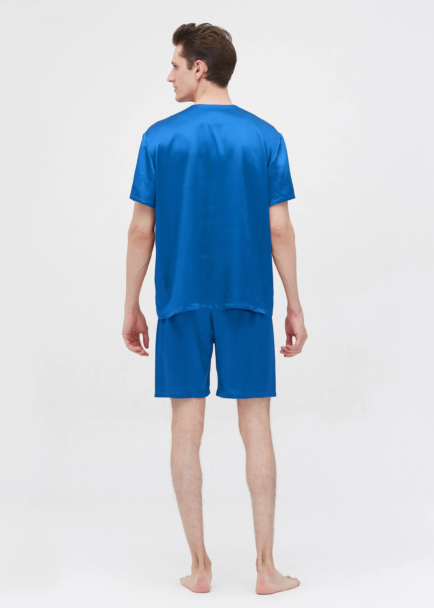 22 Momme Simple Crew Neck Short Pajamas Set - Image 5