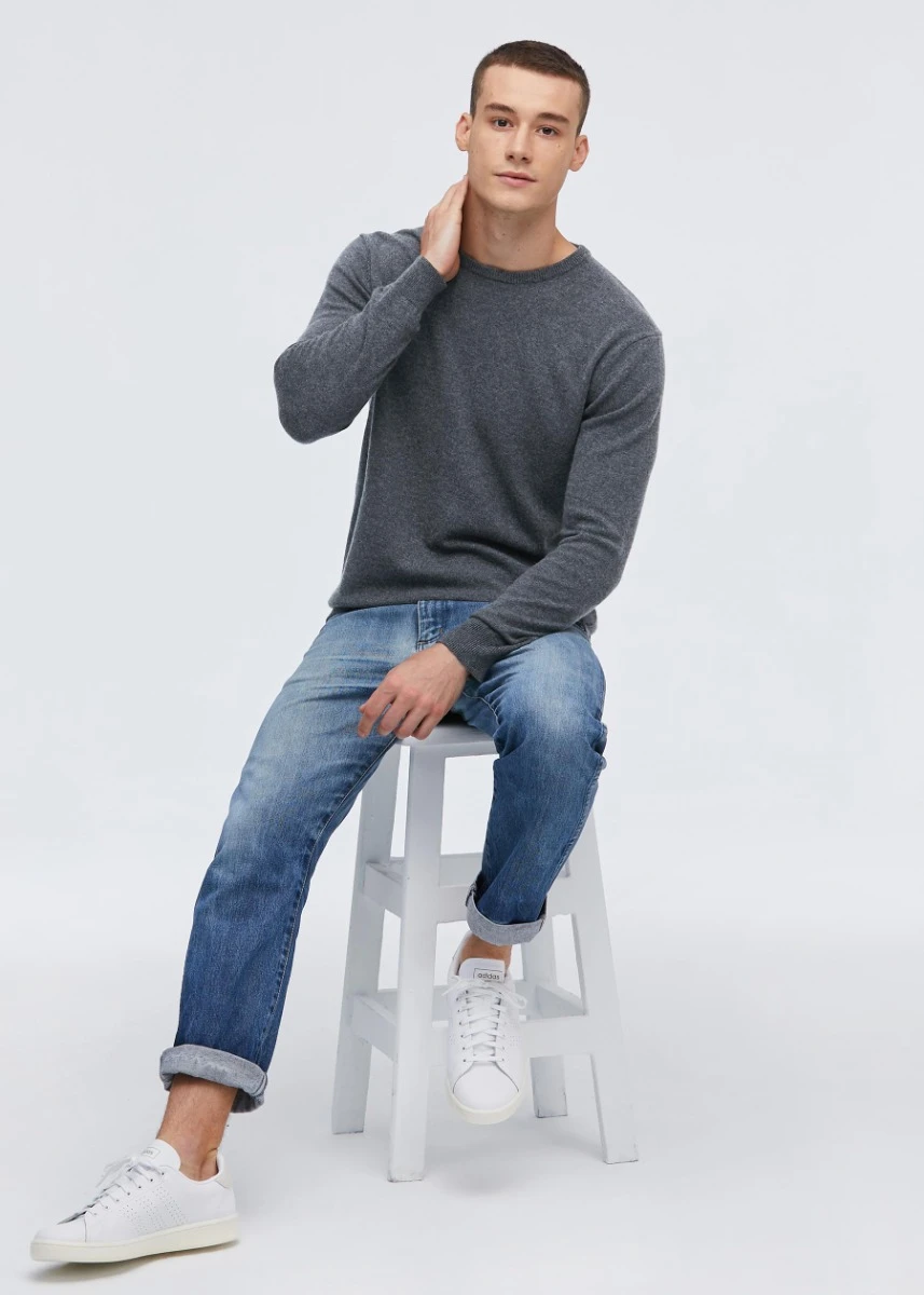 Crew Neck Classic Soft Cashmere Sweater For Men - Image 18