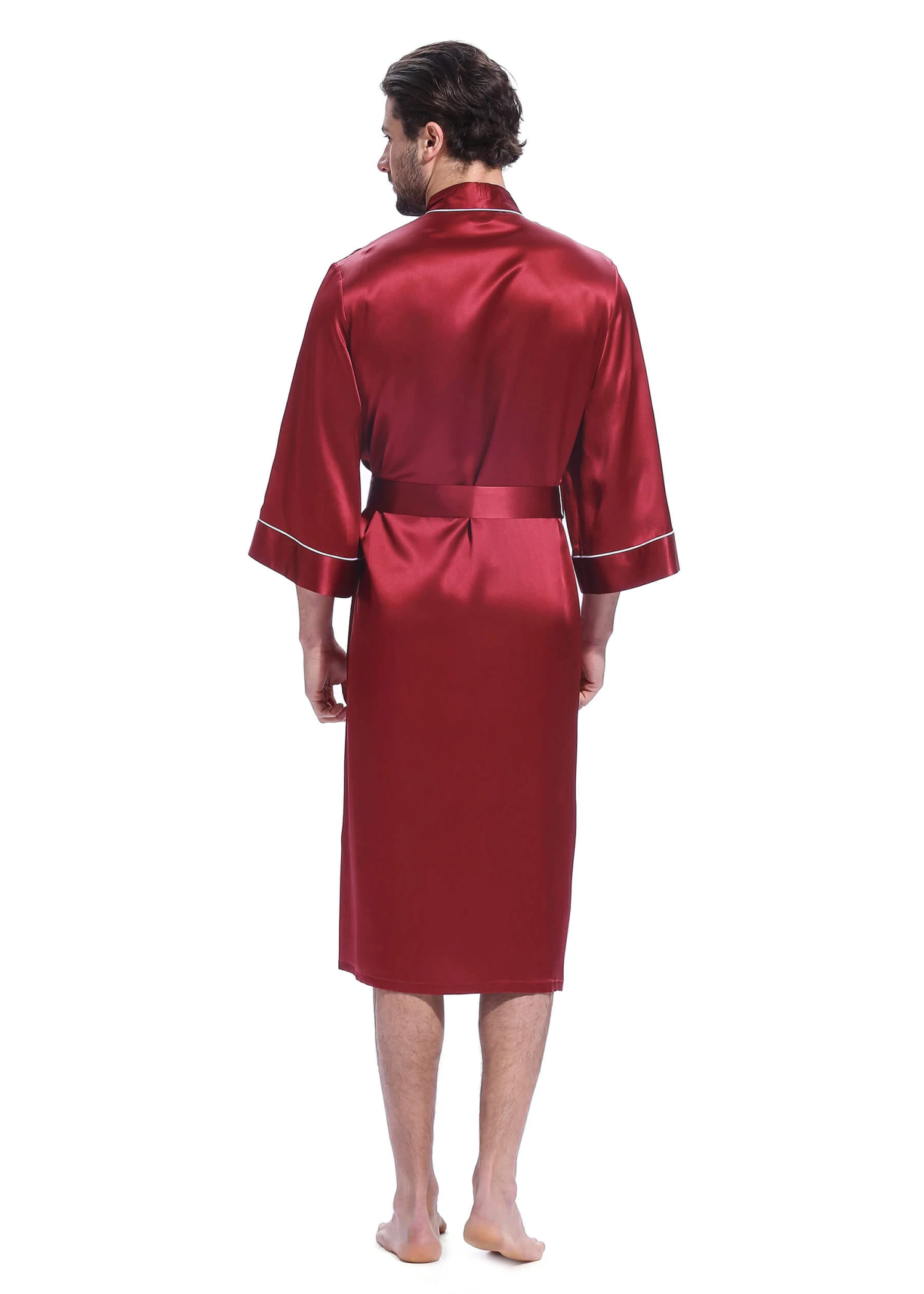 22 Momme Kimono Silk Robe With Piping - Image 10