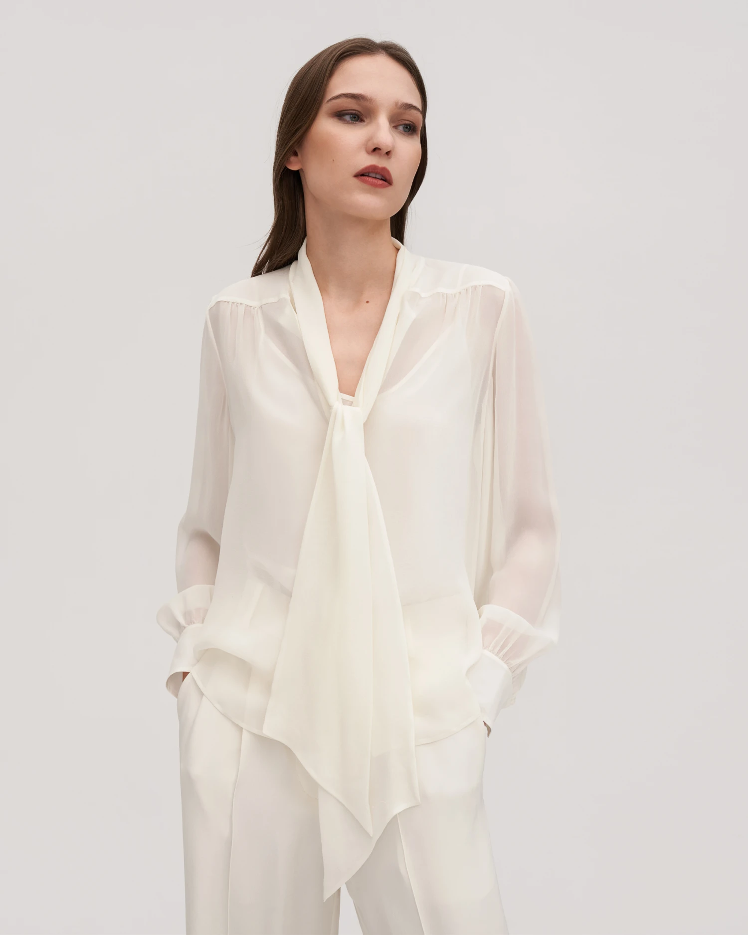 Bow Tie Silk Jasmine Blouse For Women - Image 10