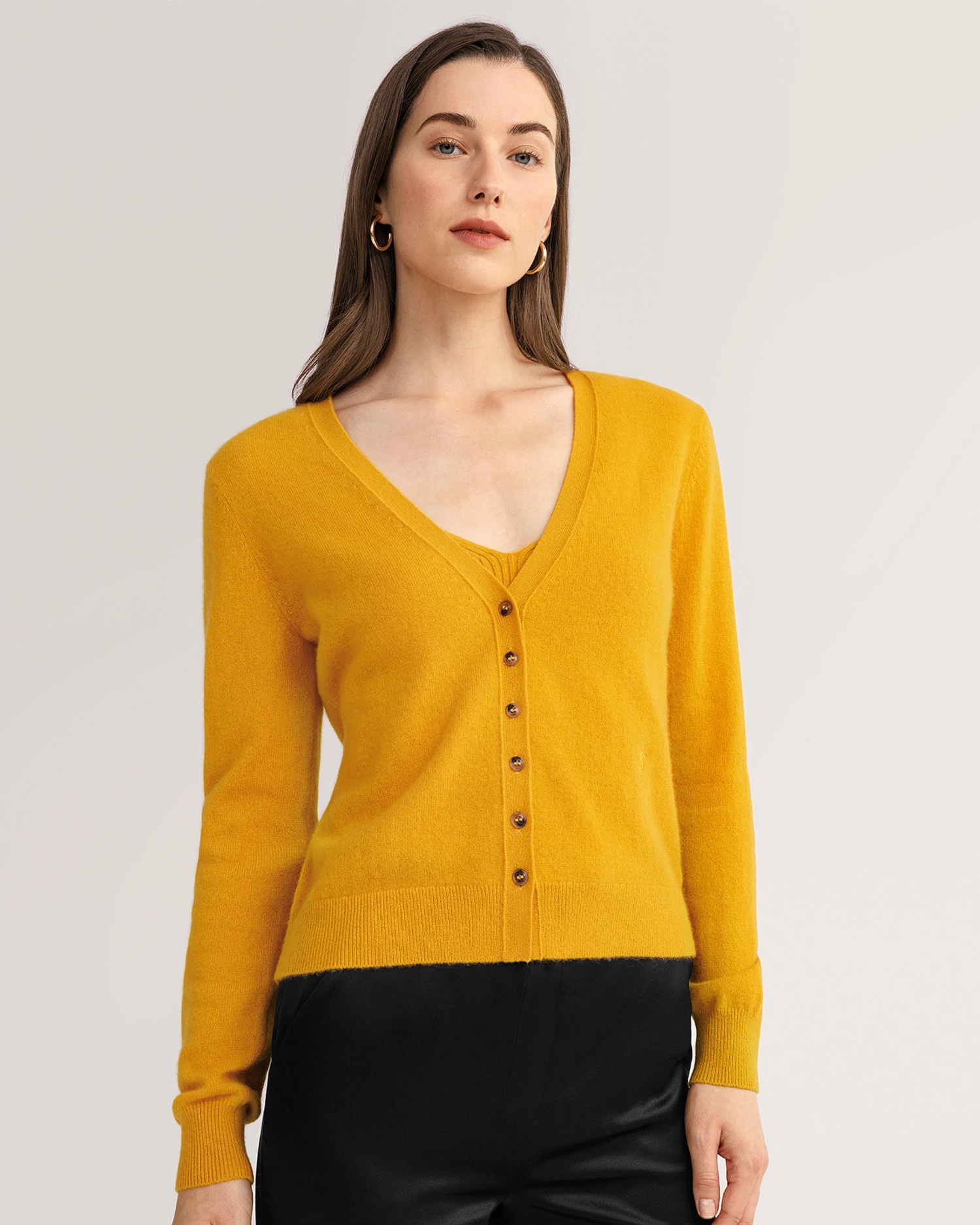 Cashmere Knitted V-neck Cardigan - Image 16