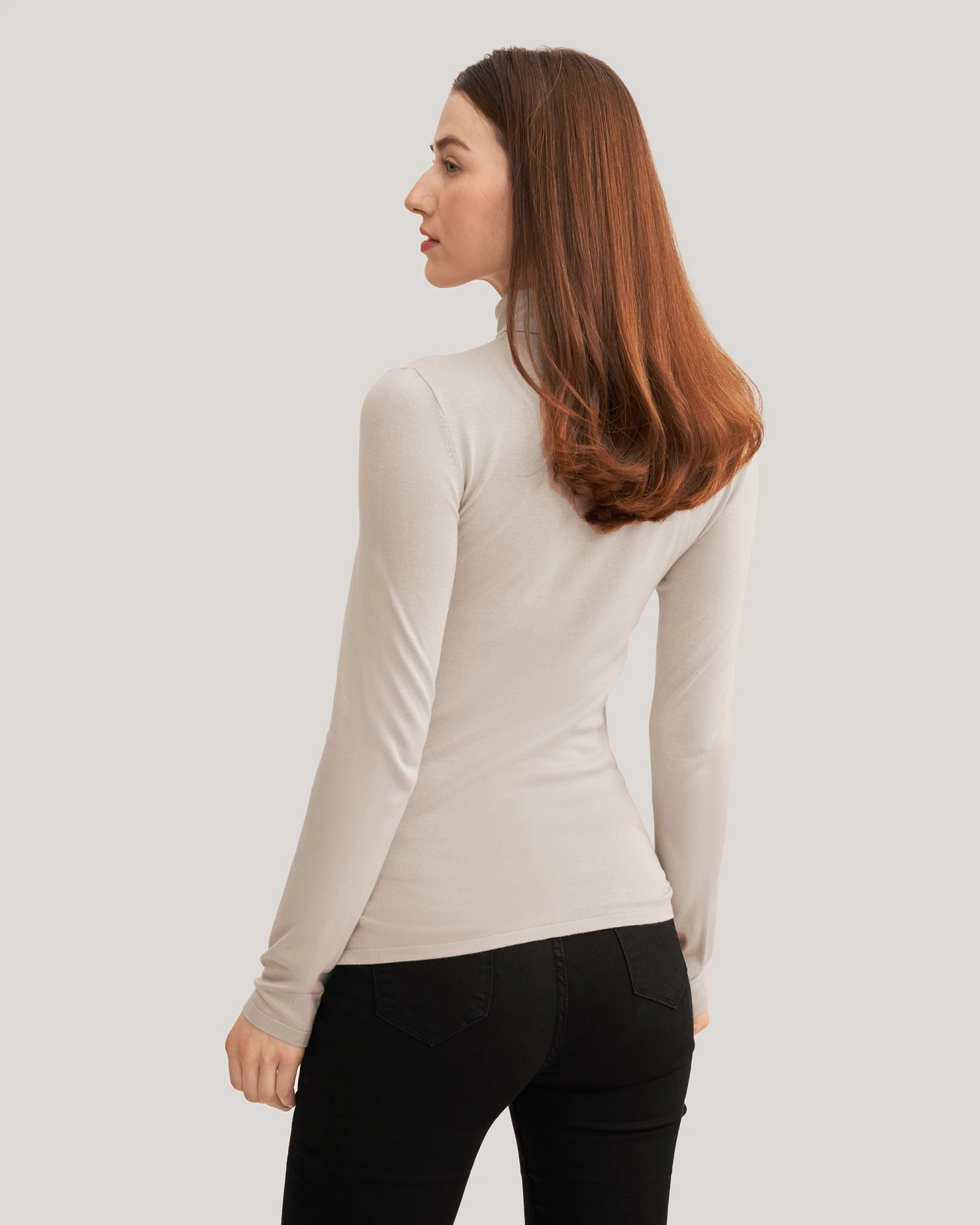 Elegant Turtle Neck Silk Knitted Tee - Image 9
