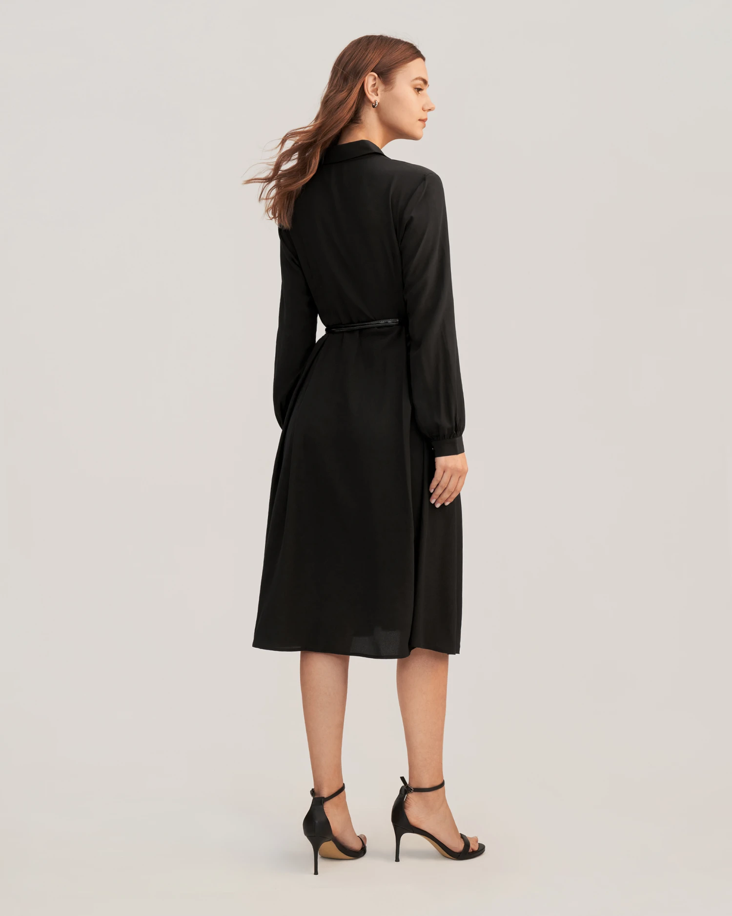 Women's Long Sleeve Retro Graceful Silk Dress - Image 2