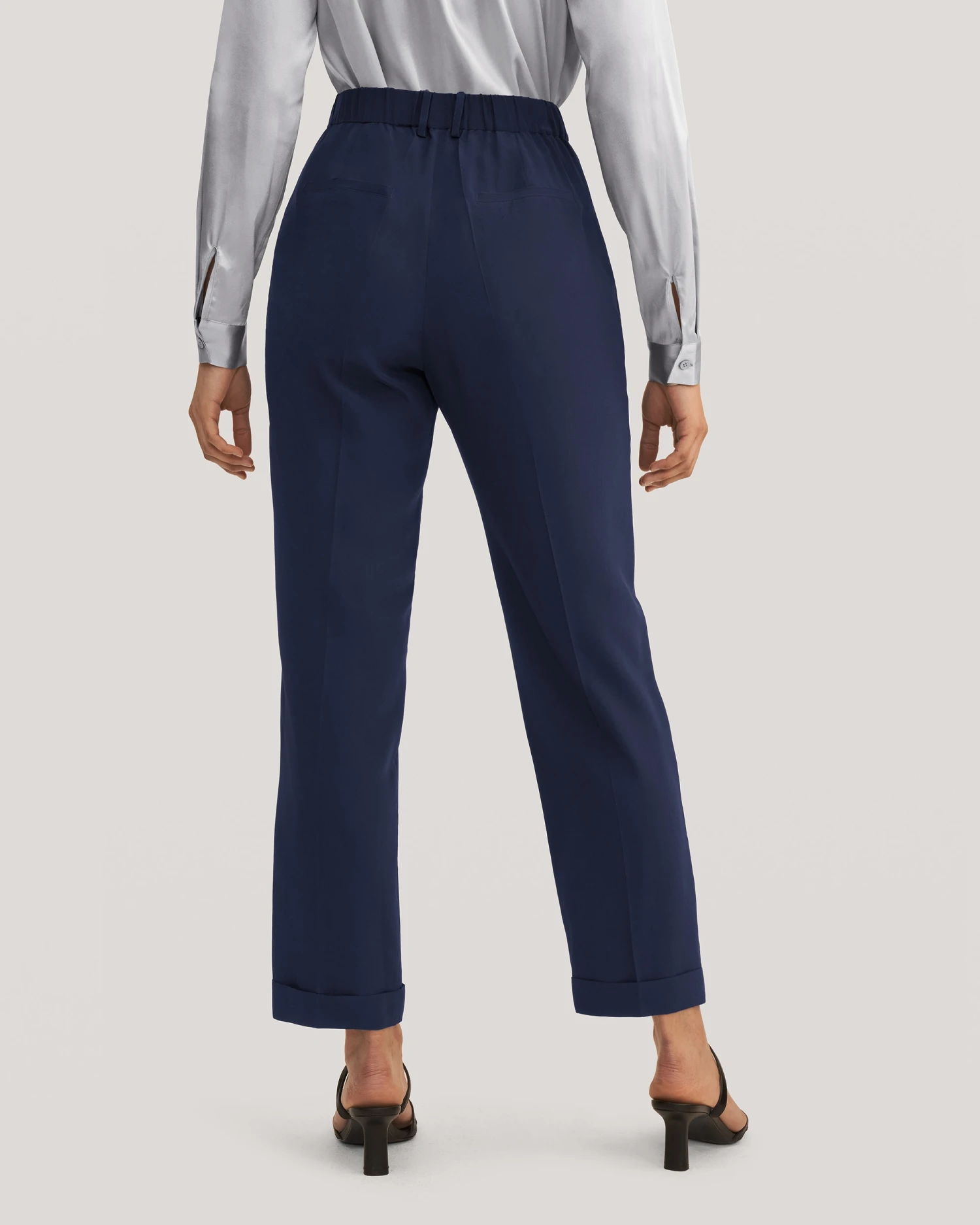 Women Tucked Tapered Silk Pants - Image 16