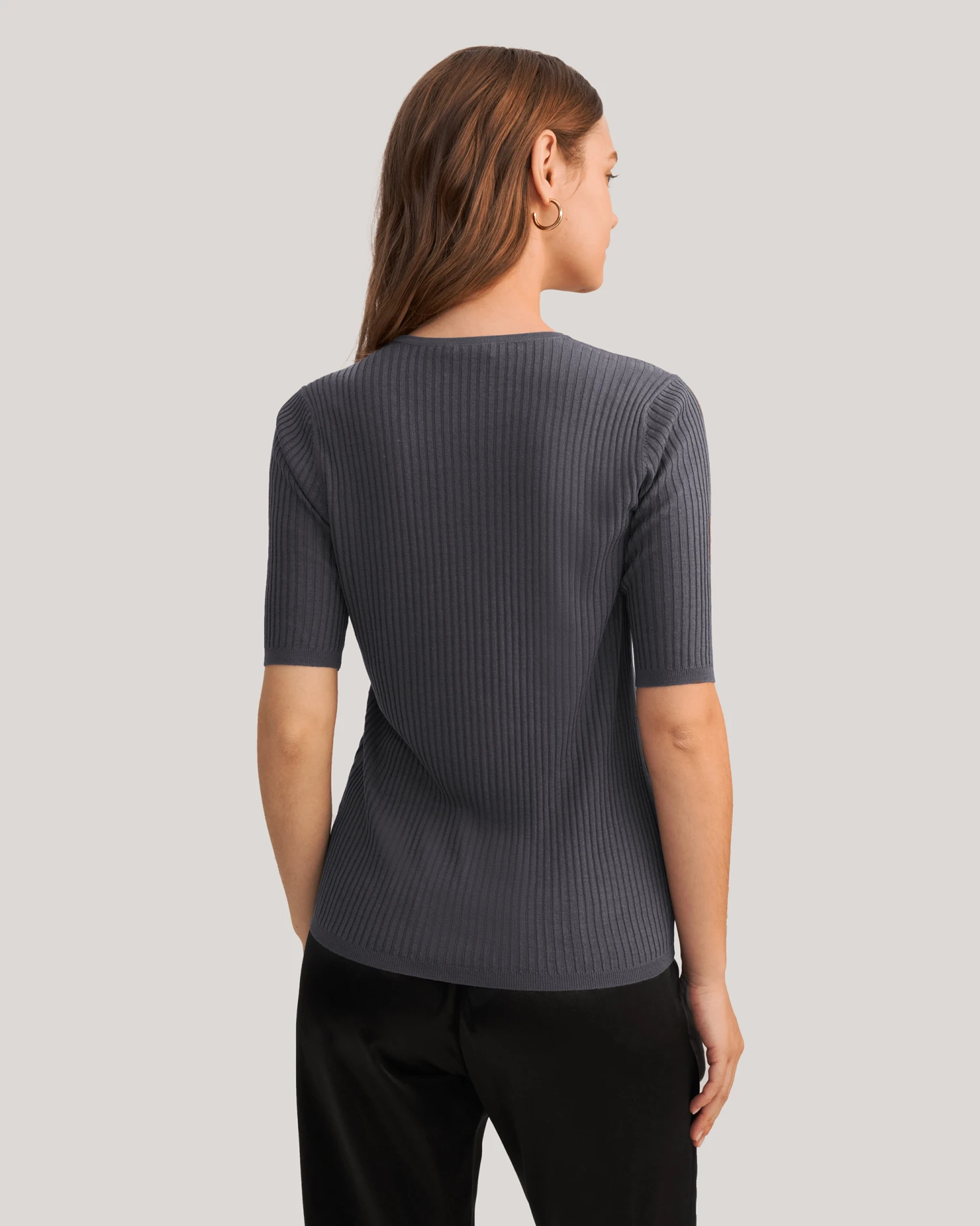 Short Sleeve Basic Silk Knit Tee - Image 9