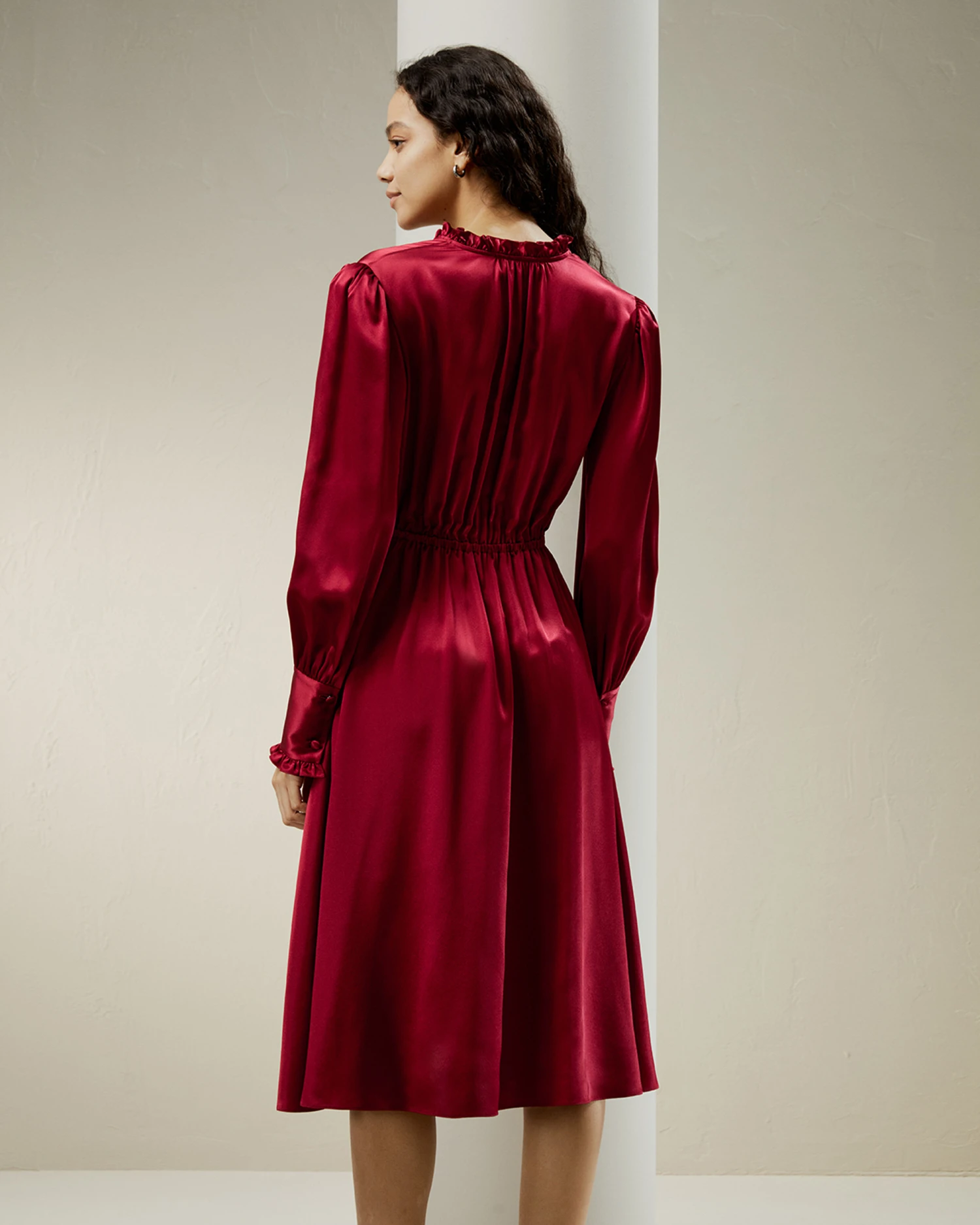 LILYSILK X CHARIS V Neck A Line Midi Dress - Image 9