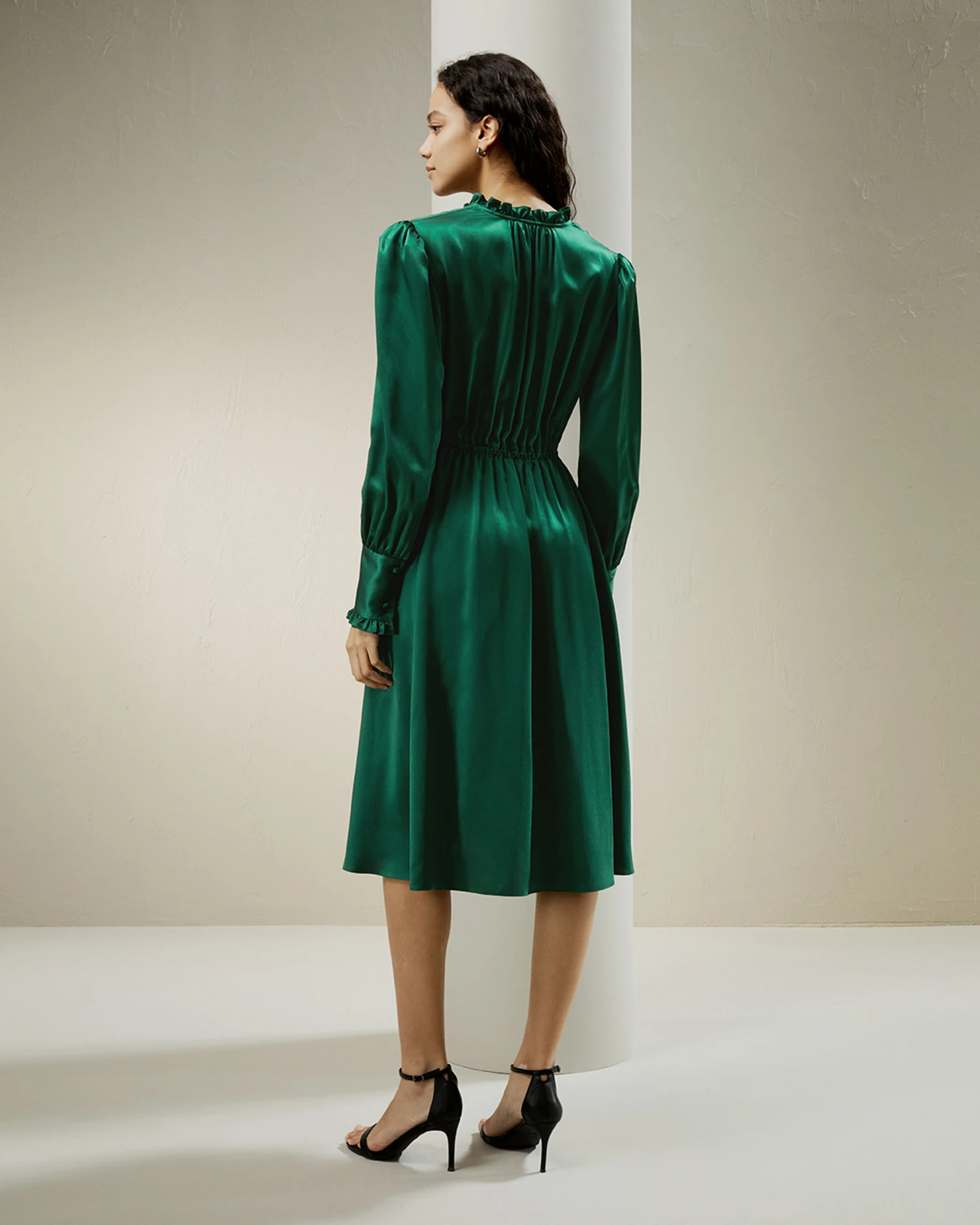 LILYSILK X CHARIS V Neck A Line Midi Dress - Image 15