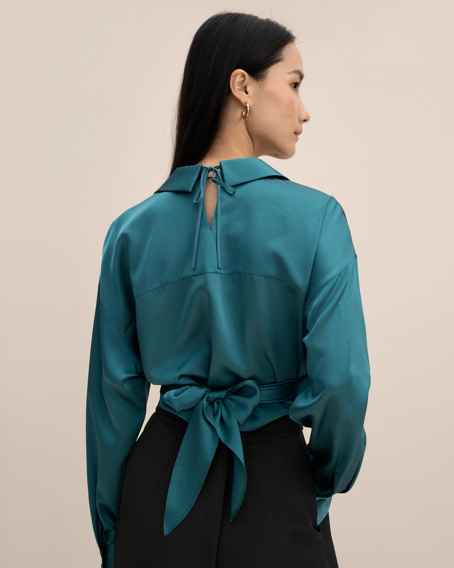 Wrapover Cropped Shirt - Image 3