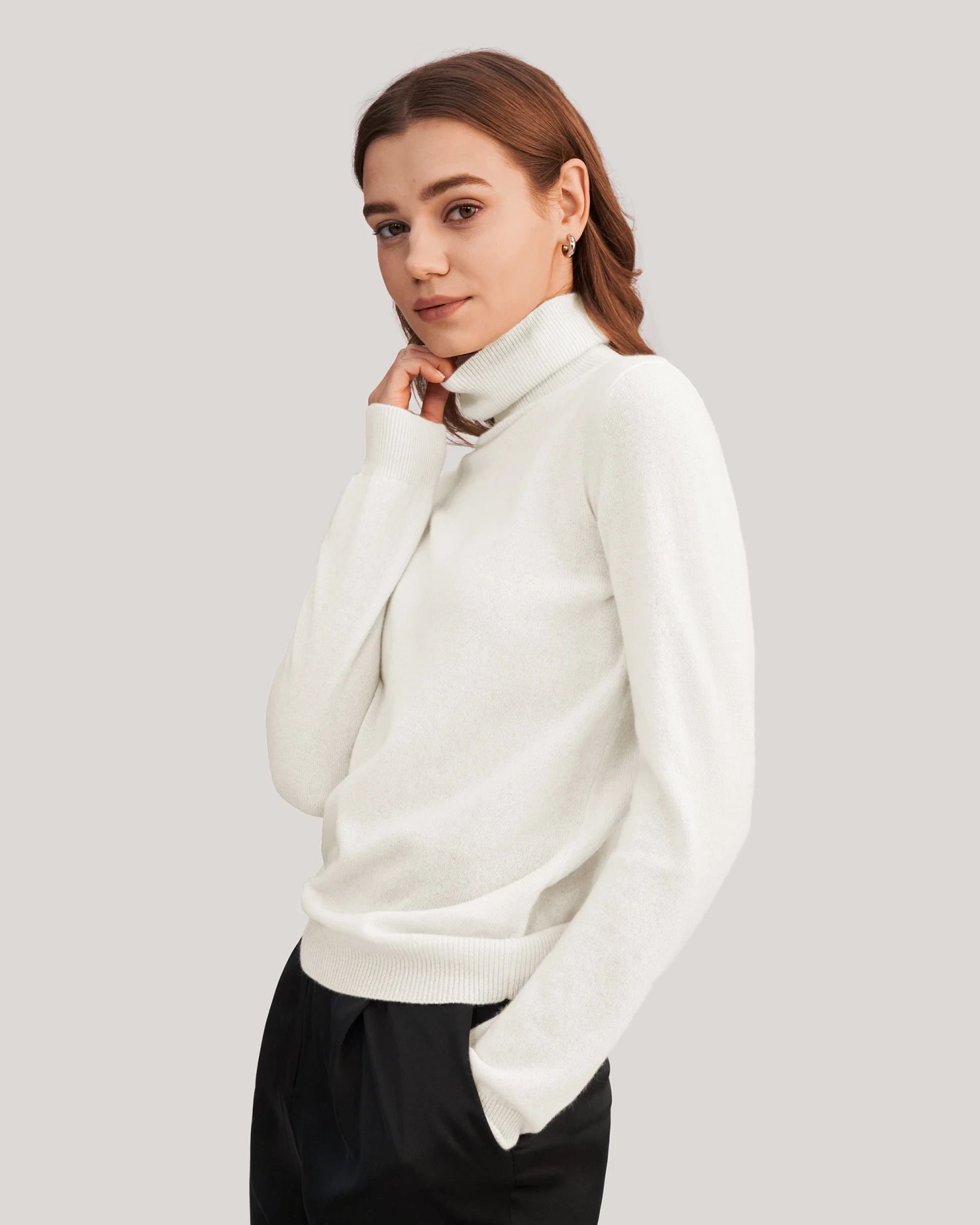 Pure Cashmere Turtleneck Sweater For Women - Image 10