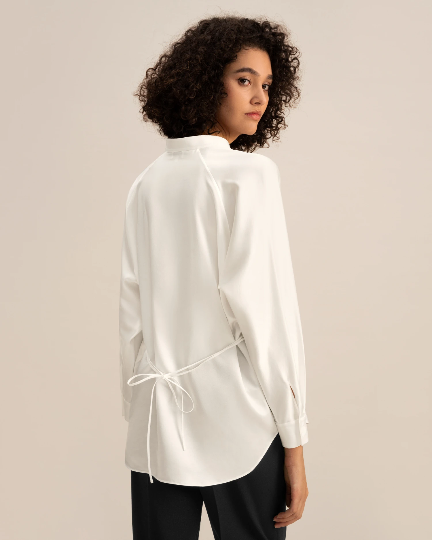 Loungeful Split Neck Silk Shirt - Image 10